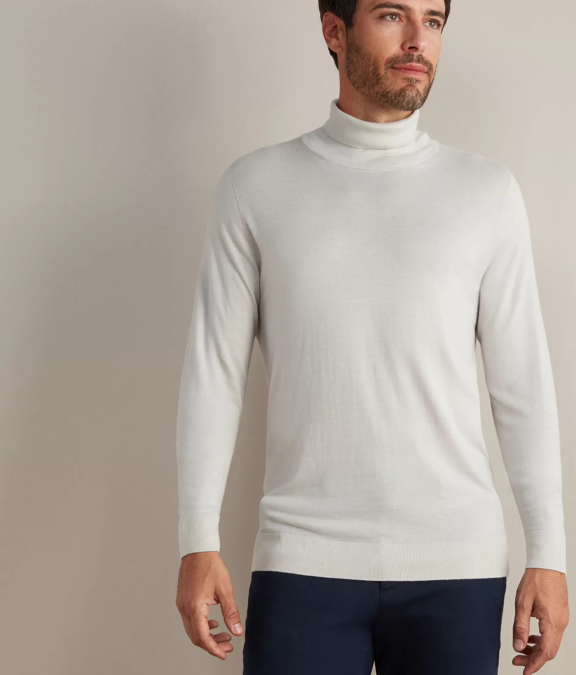 Clearance Falconeri Ultrafine Cashmere Turtleneck white -8756 - garment-dyed alabaster