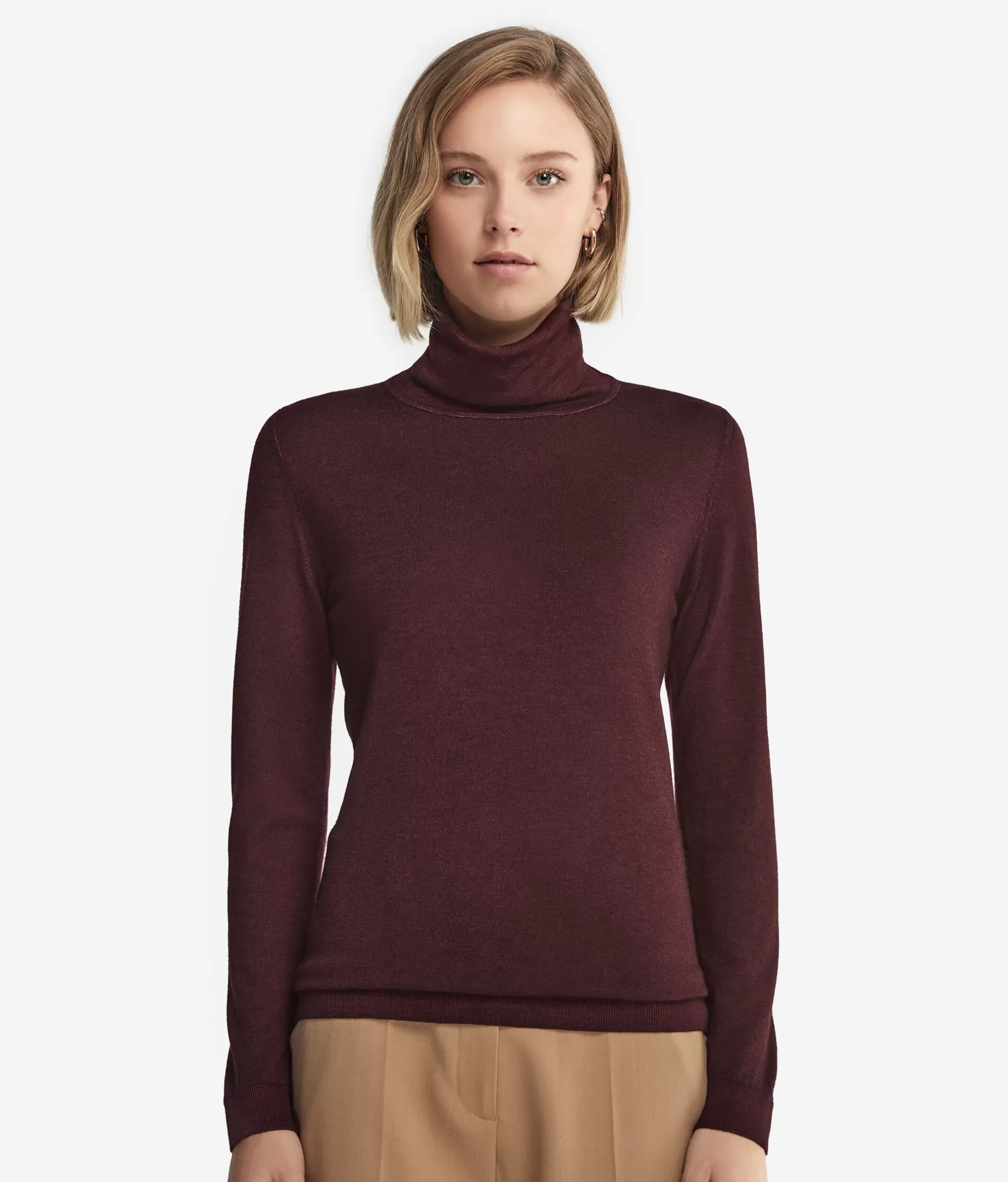 Cheap Falconeri Ultrafine Cashmere Turtleneck burgundy -9073 - garment-dyed ebony