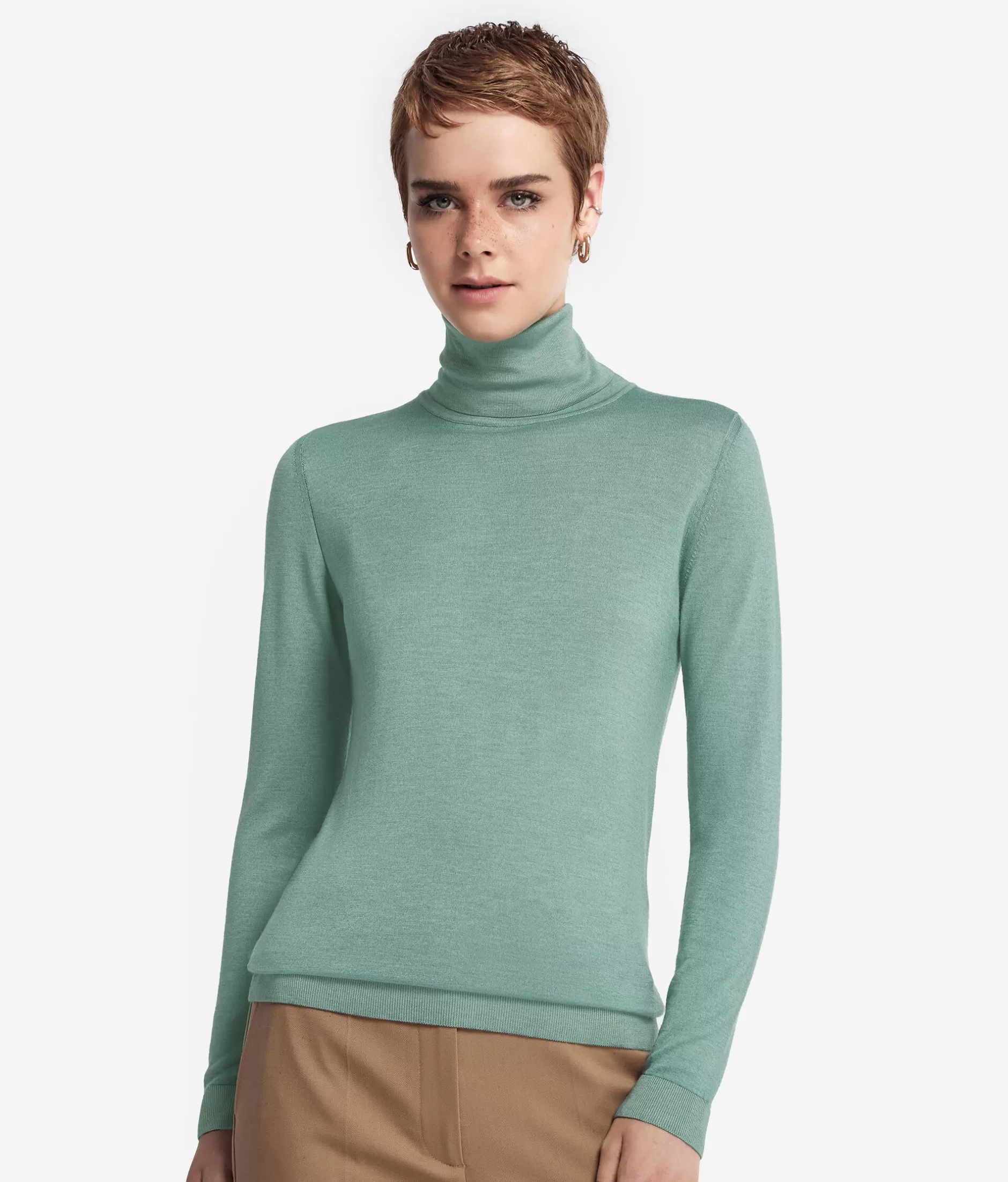 Fashion Falconeri Ultrafine Cashmere Turtleneck green -9096 - garment-dyed dark thyme