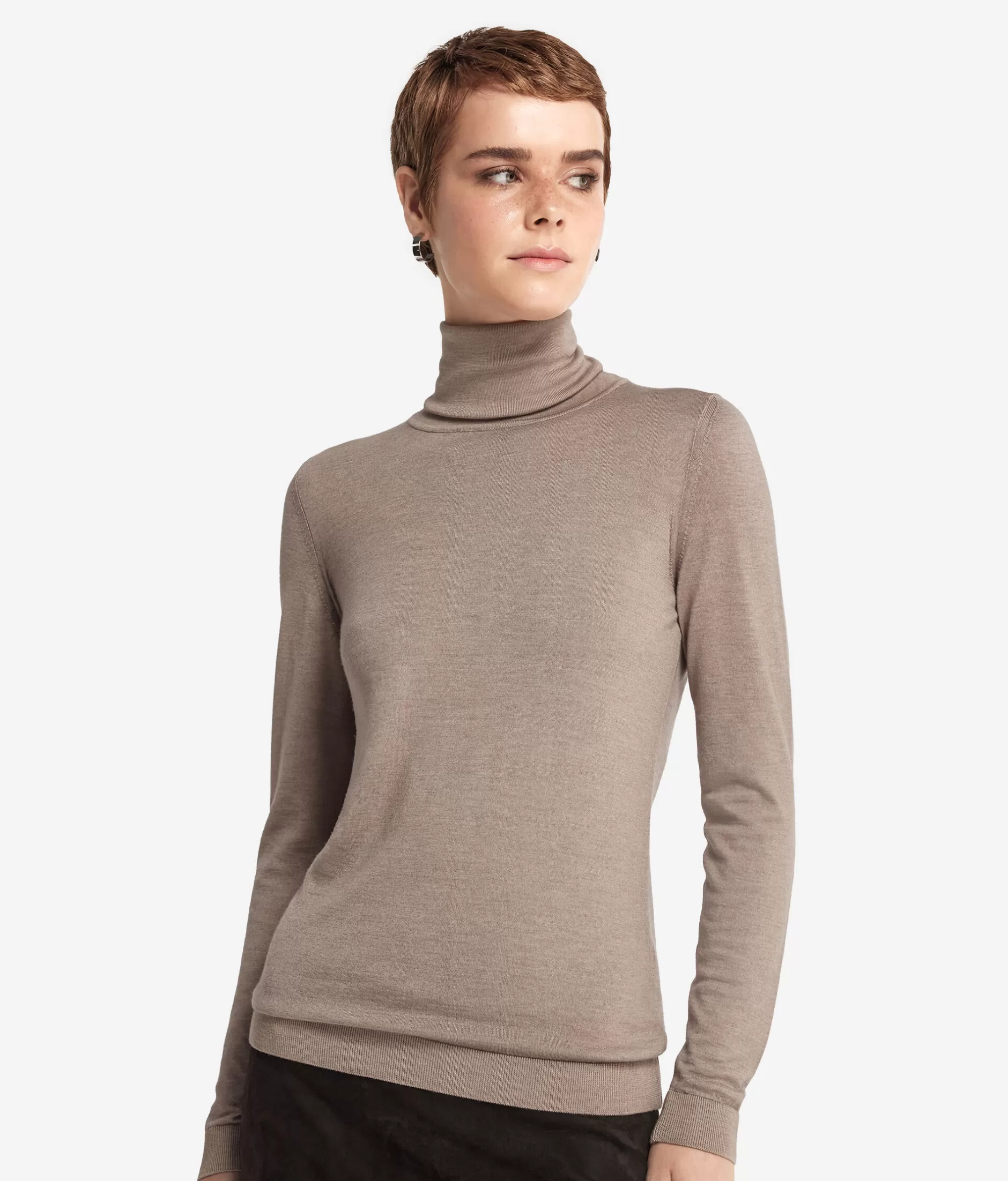 New Falconeri Ultrafine Cashmere Turtleneck dark grey -9074 - garment-dyed dark stone