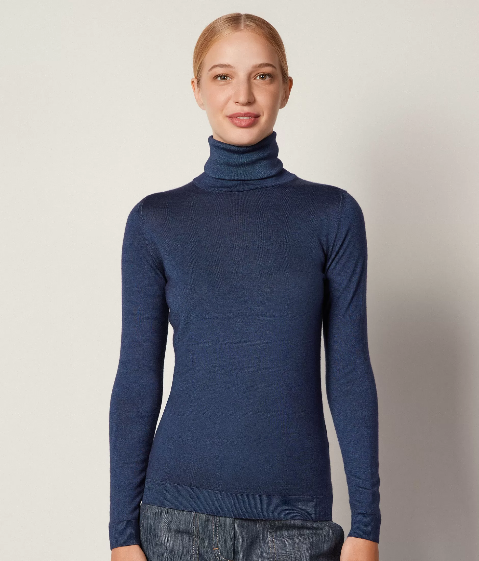 Best Sale Falconeri Ultrafine Cashmere Turtleneck blue -8920 - garment-dyed ink