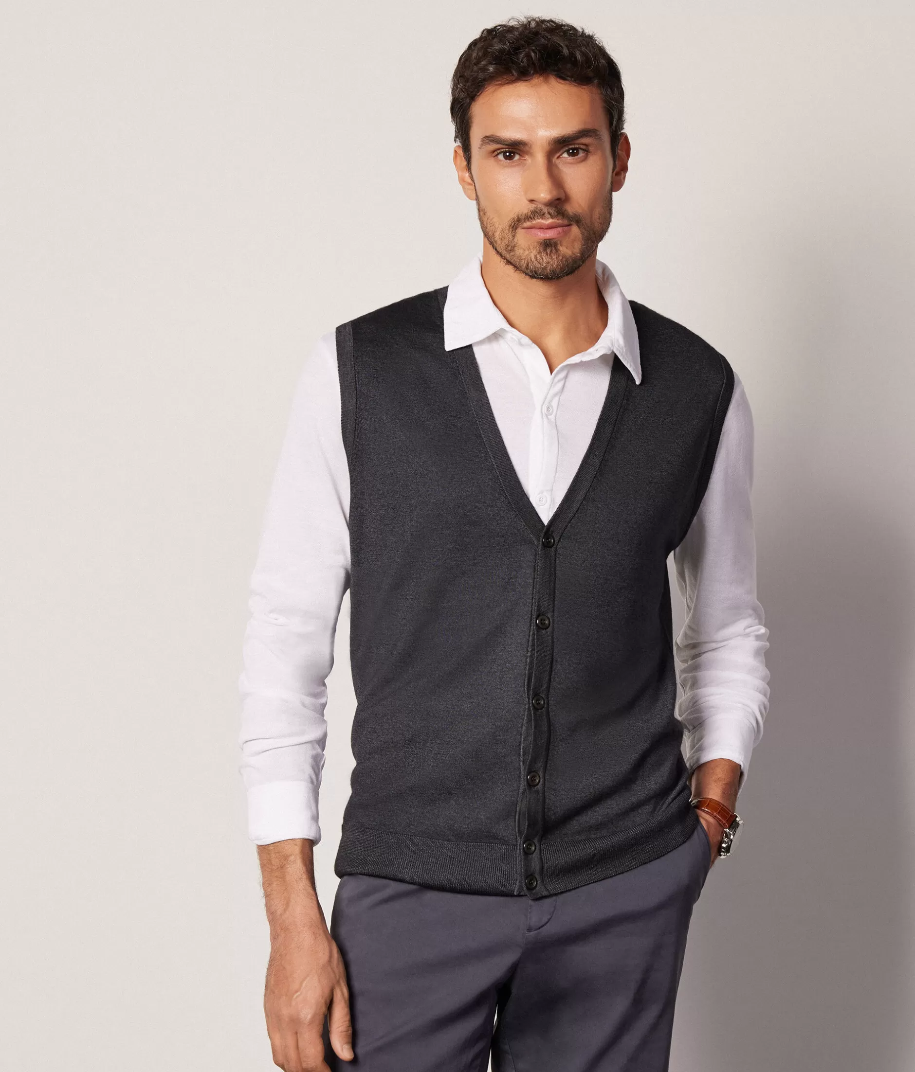 Online Falconeri Ultrafine Cashmere Vest grey -8801 - garment-dyed graphite