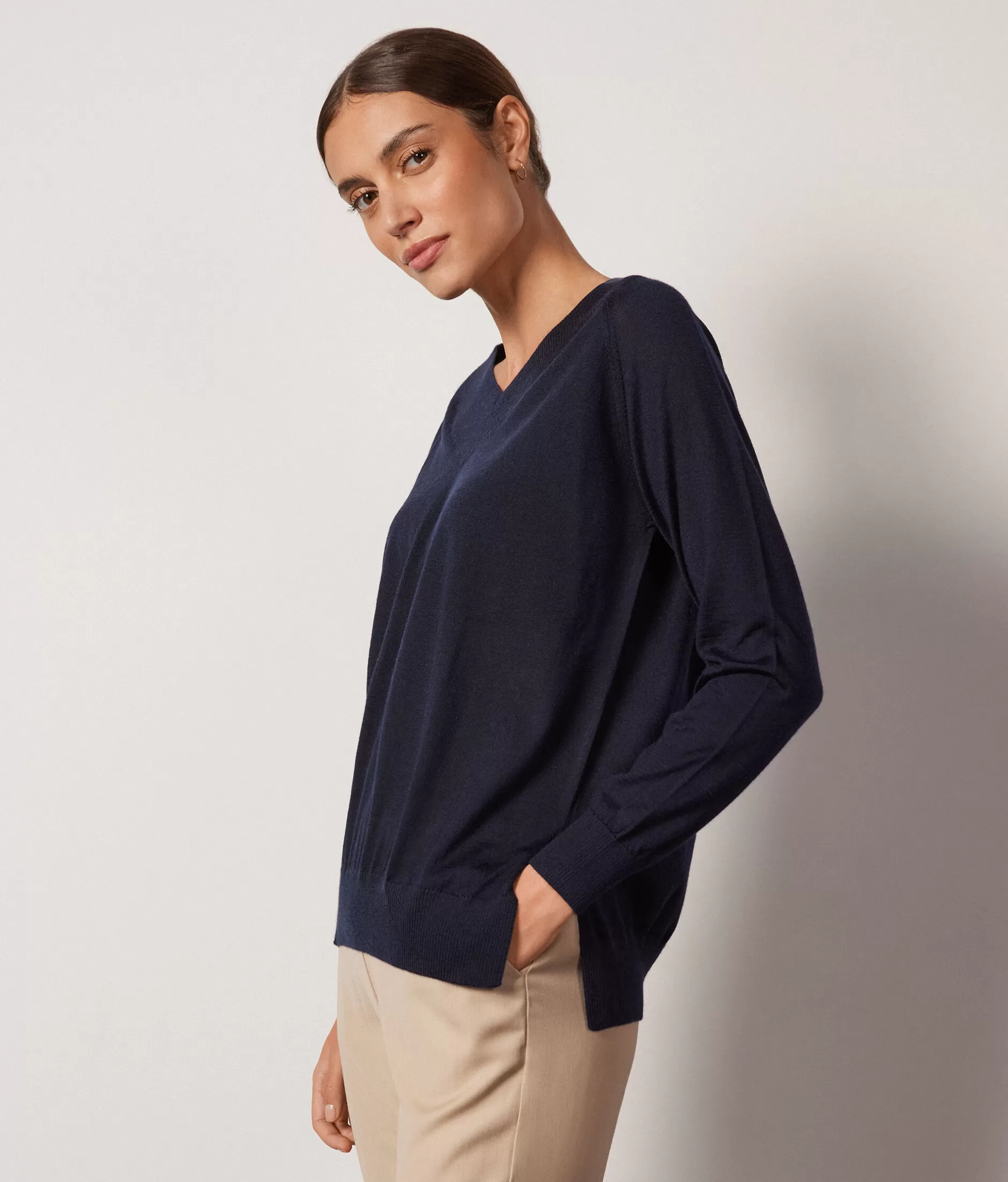 Outlet Falconeri Ultrafine Cashmere V-neck Sweater blue -9400 - navy blue