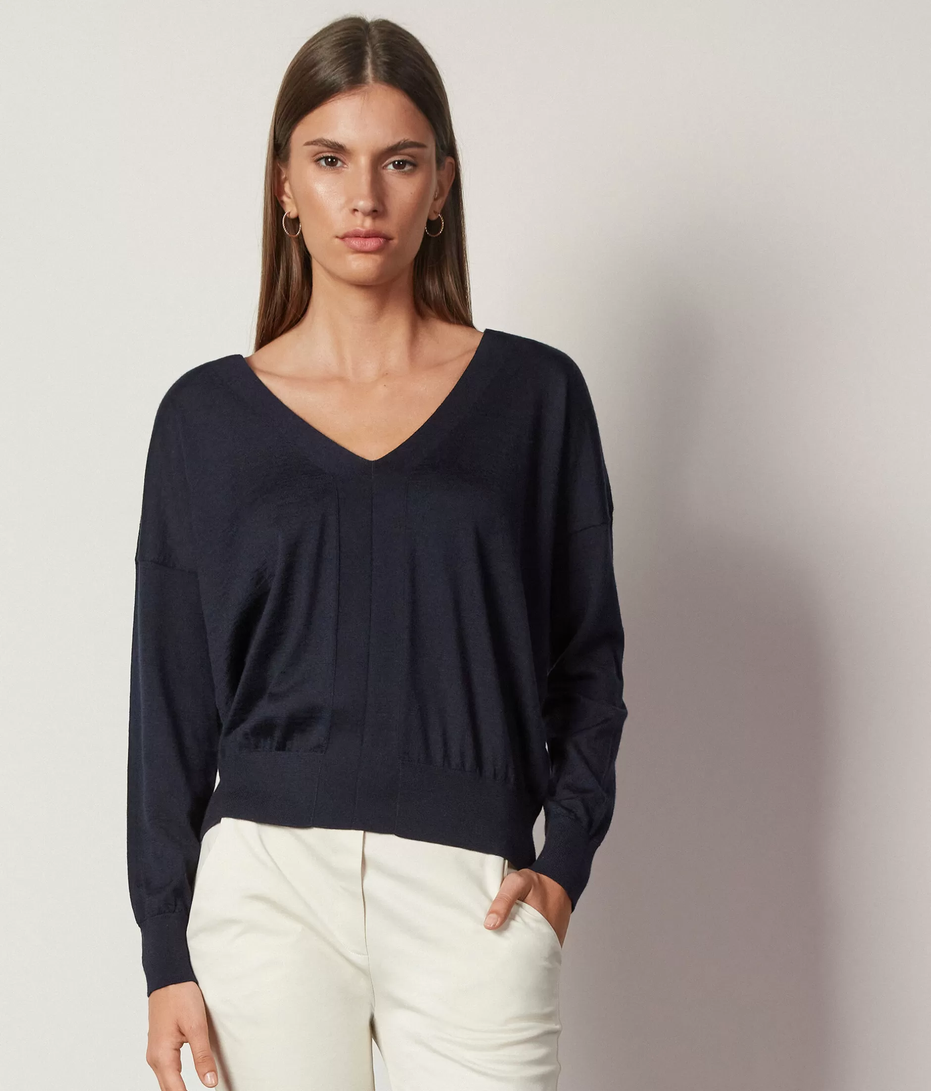 Outlet Falconeri Ultrafine Cashmere V-Neck Sweater blue -9400 - navy blue