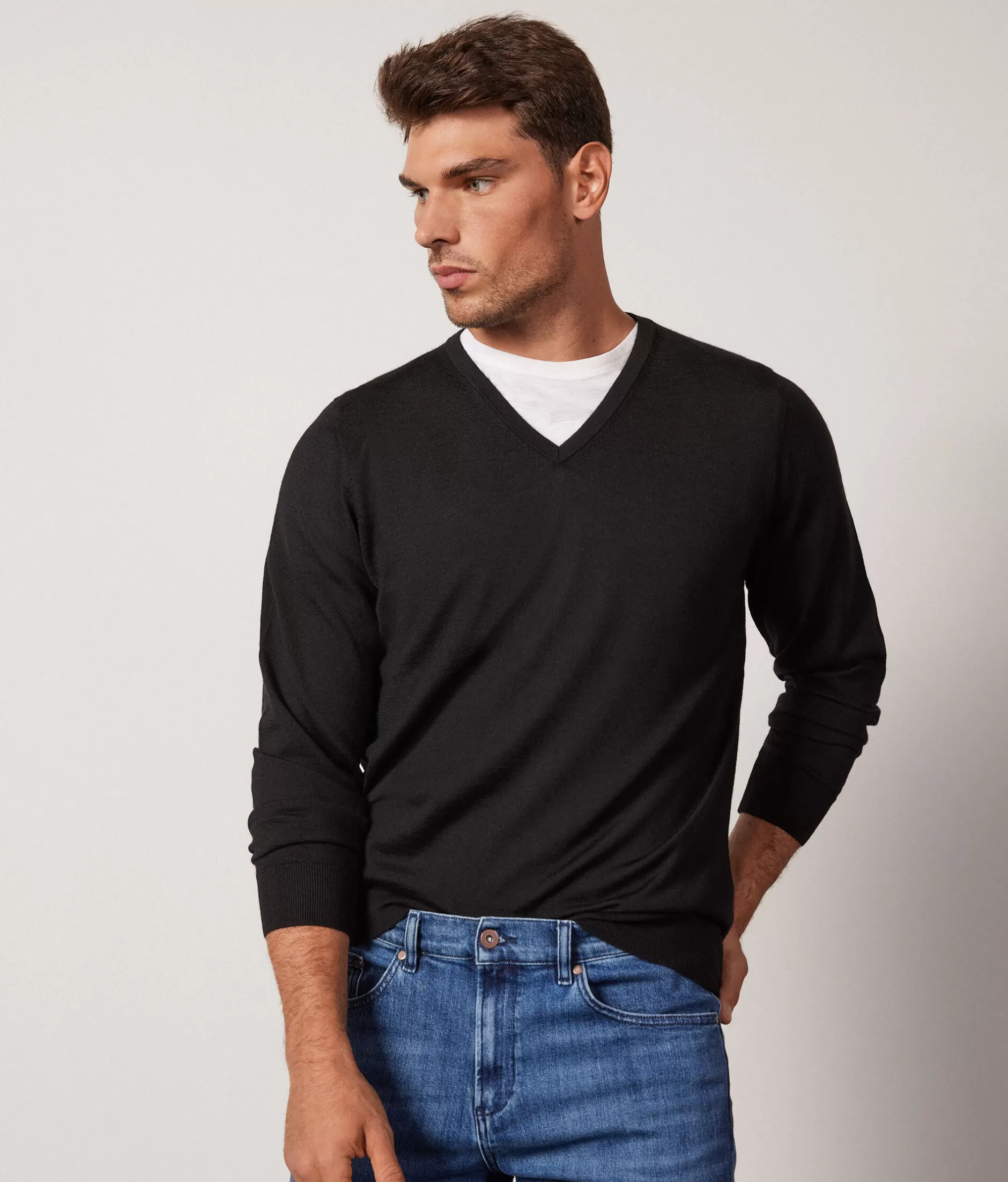 Clearance Falconeri Ultrafine Cashmere V-Neck Sweater black -9107 - black