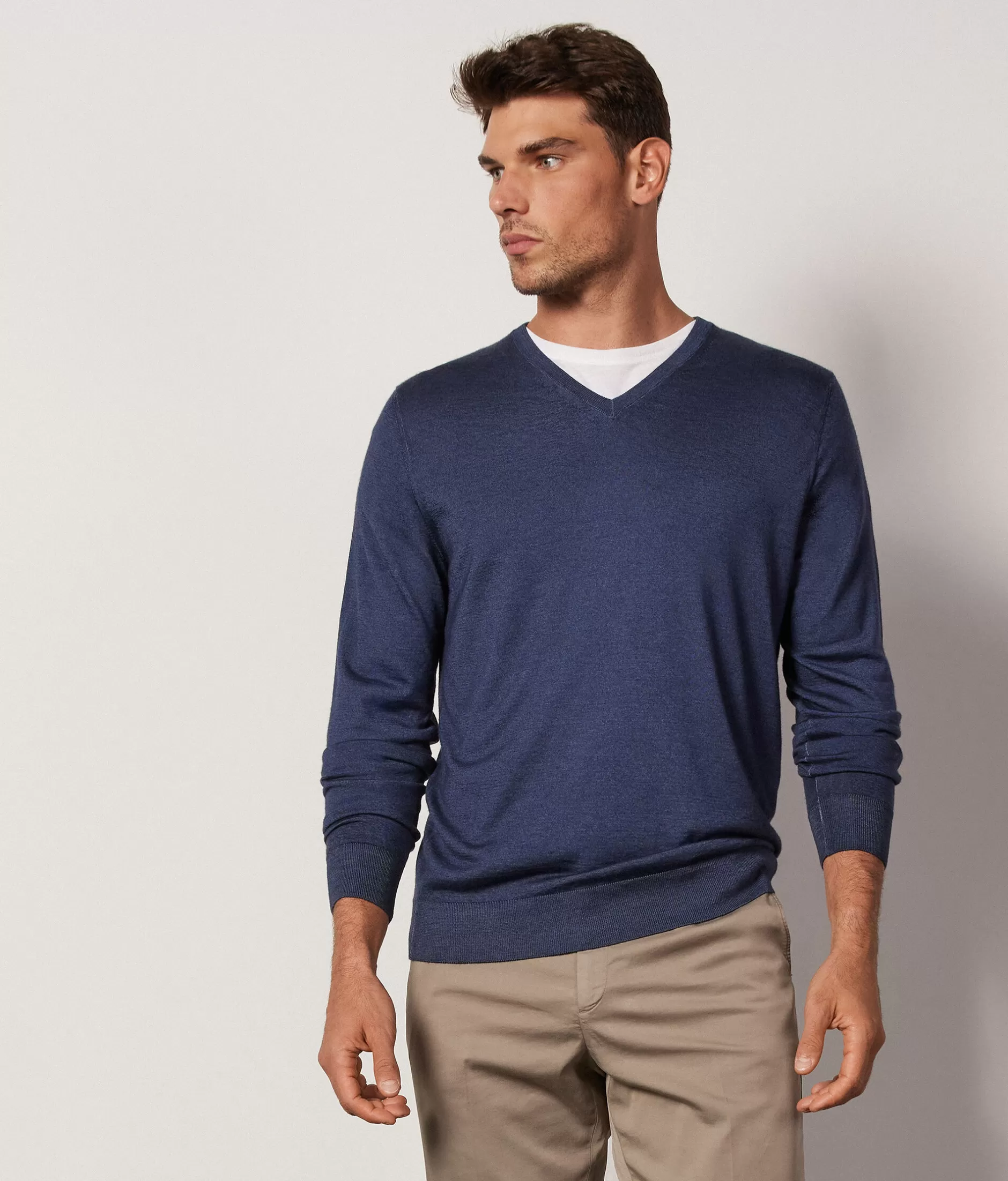 Flash Sale Falconeri Ultrafine Cashmere V-Neck Sweater blue -8719 - blue