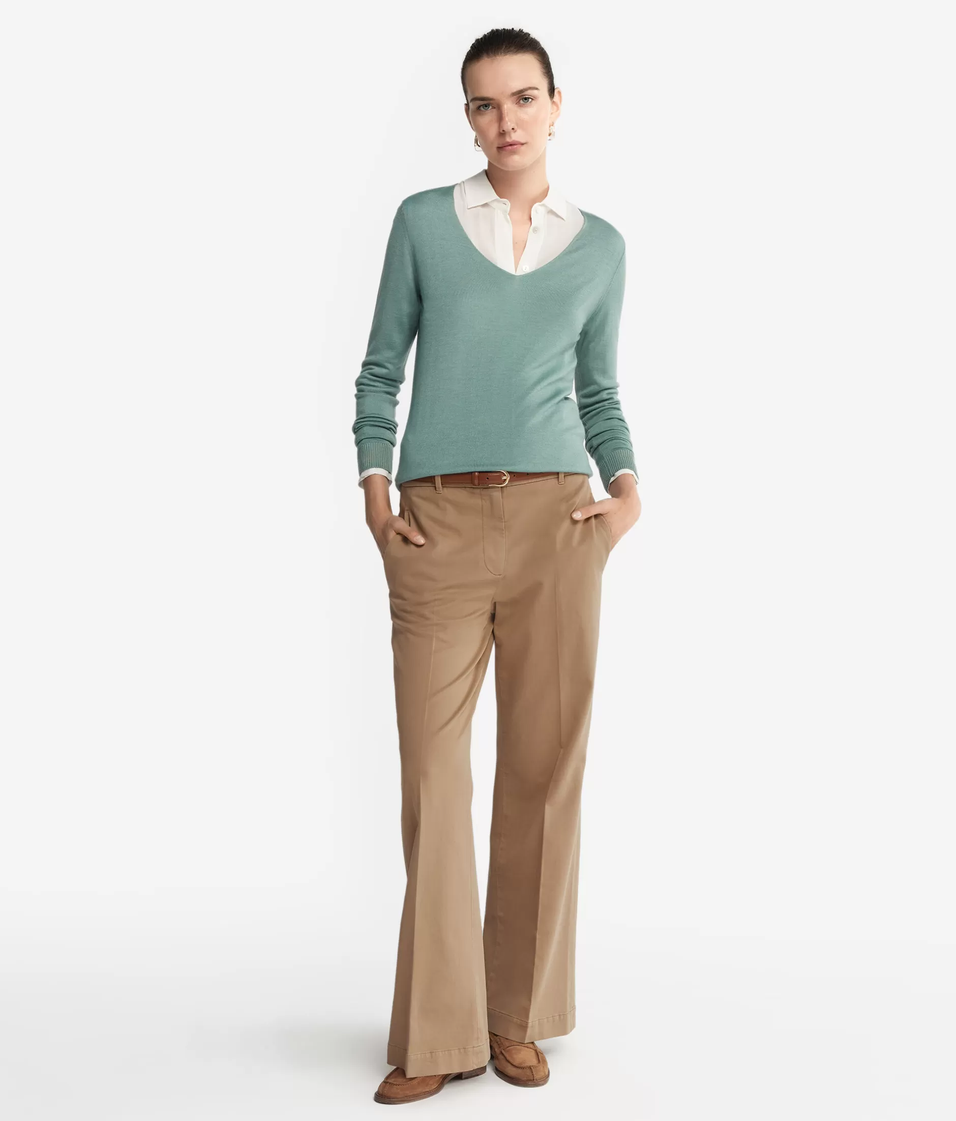 Flash Sale Falconeri Ultrafine Cashmere V-Neck Sweater green -9096 - garment-dyed dark thyme