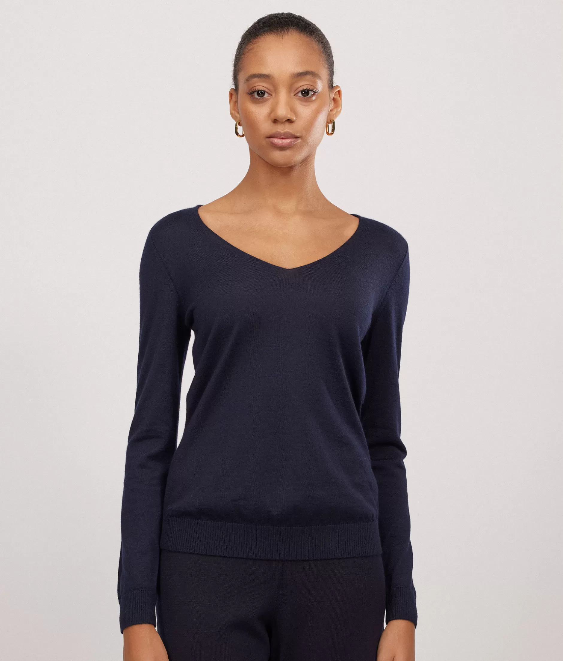 Best Falconeri Ultrafine Cashmere V-Neck Sweater blue -9400 - navy blue