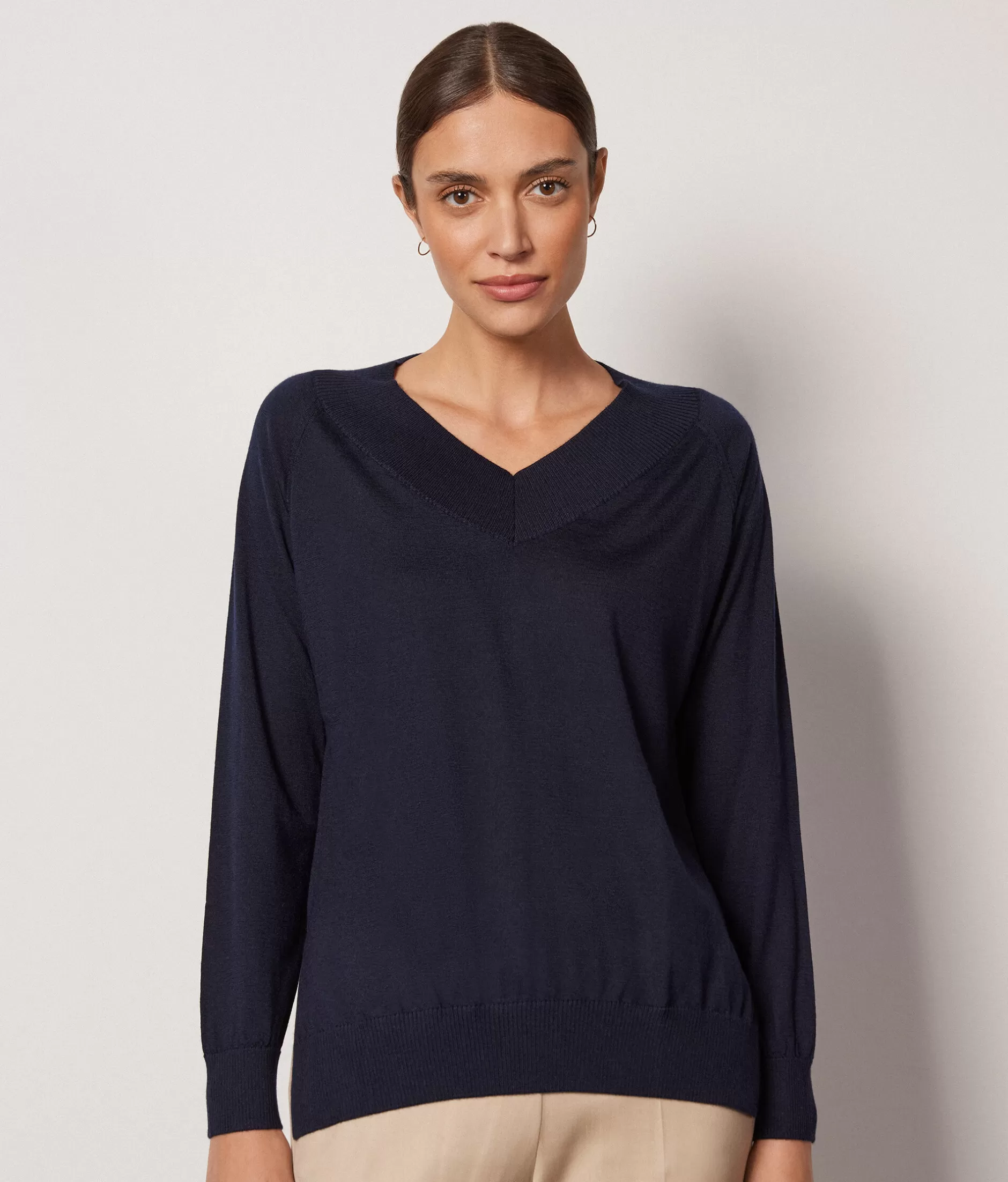 Outlet Falconeri Ultrafine Cashmere V-neck Sweater blue -9400 - navy blue