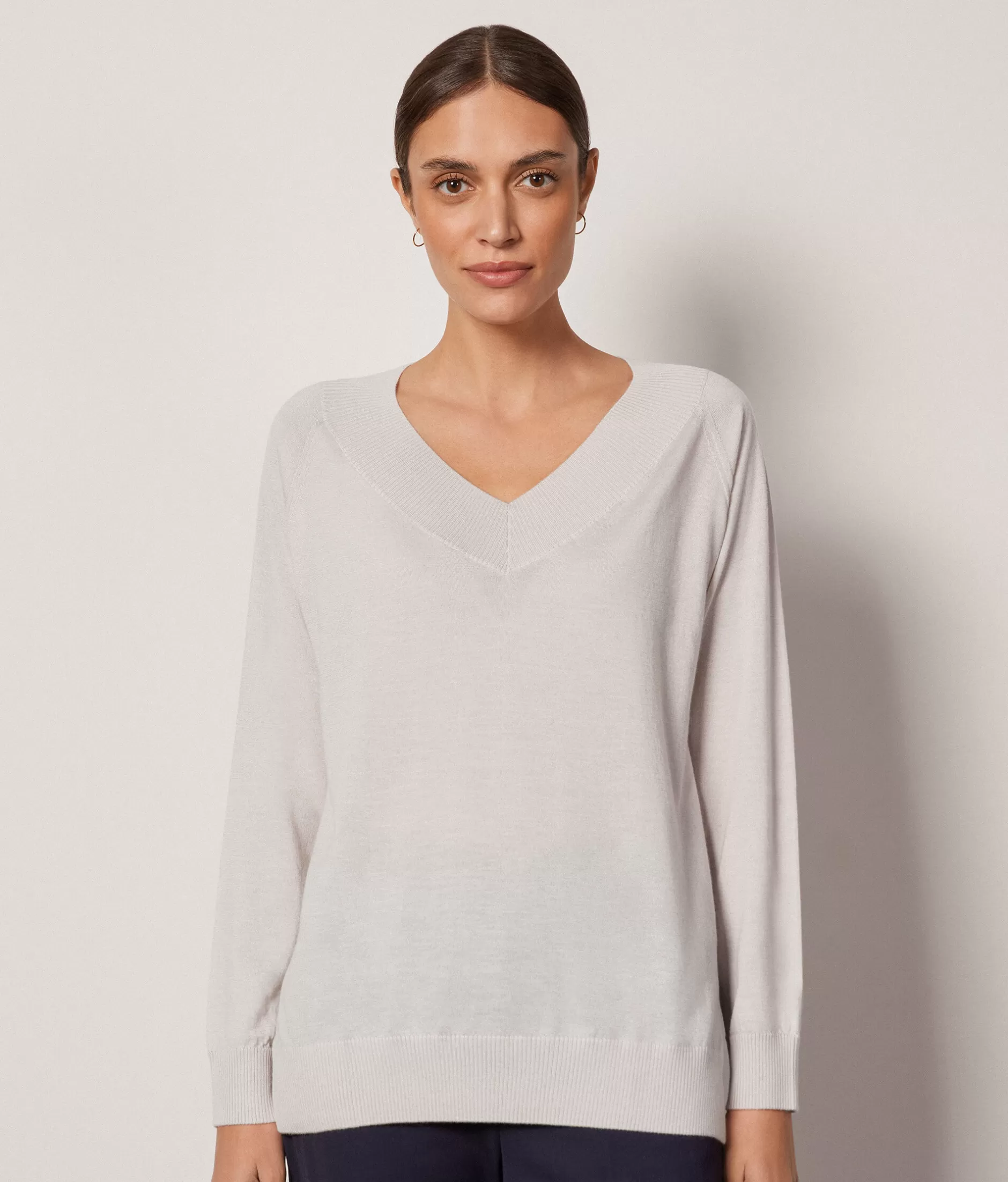 Outlet Falconeri Ultrafine Cashmere V-neck Sweater ivory -8644 - light alabaster