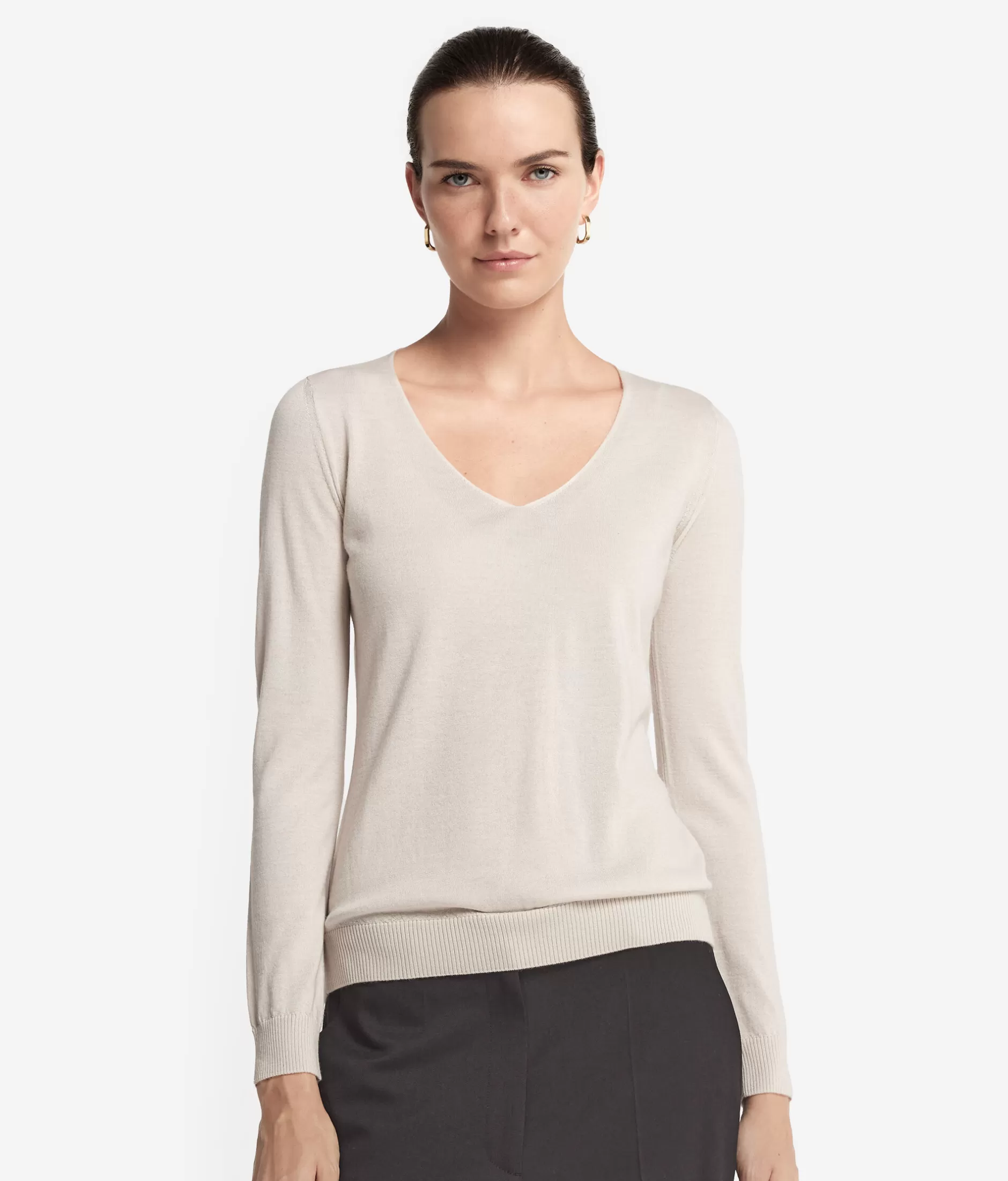 Cheap Falconeri Ultrafine Cashmere V-Neck Sweater ivory -8644 - light alabaster