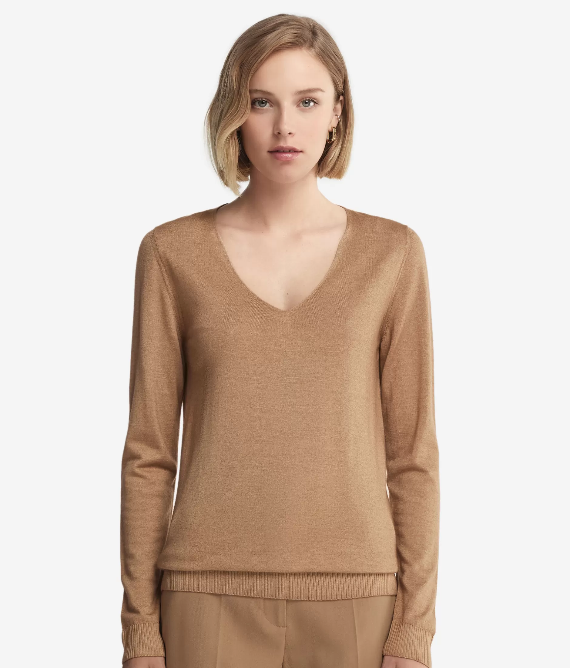 Best Sale Falconeri Ultrafine Cashmere V-Neck Sweater natural -8712 - garment-dyed light rum