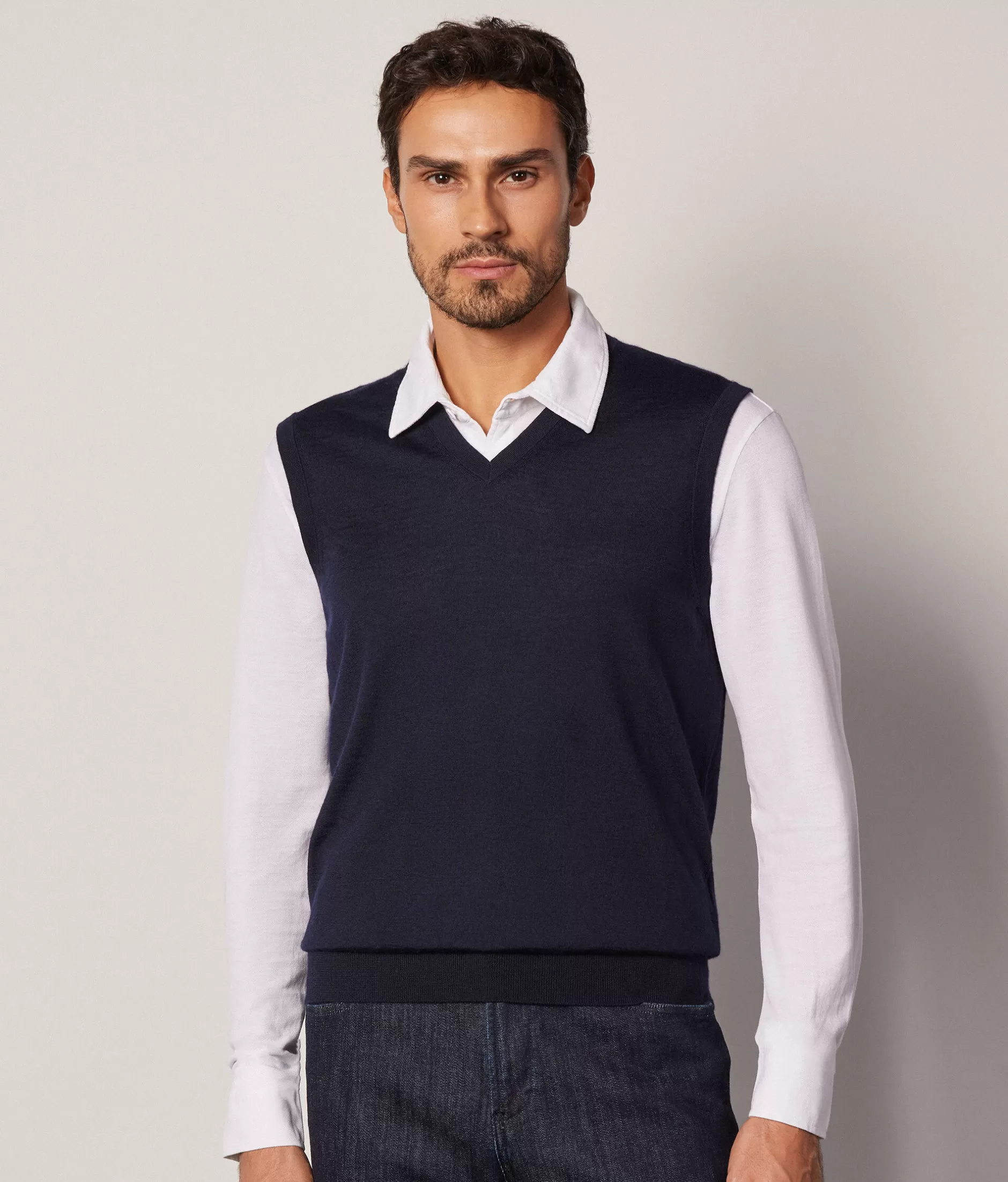 Online Falconeri Ultrafine Cashmere V-Neck Vest blue -9400 - navy blue