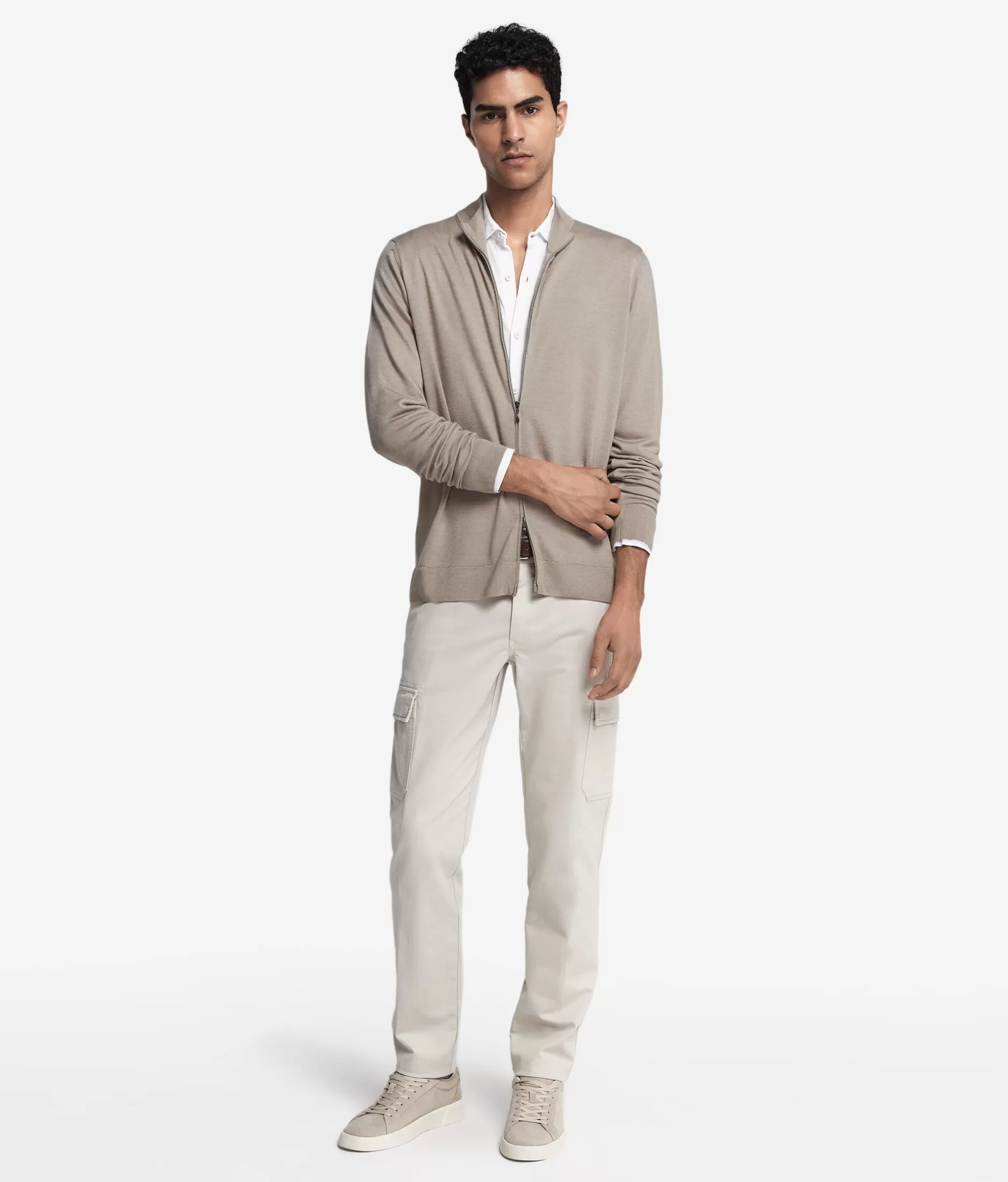 Best Falconeri Ultrafine Cashmere Zipped Cardigan natural -9090 - garment-dyed sand