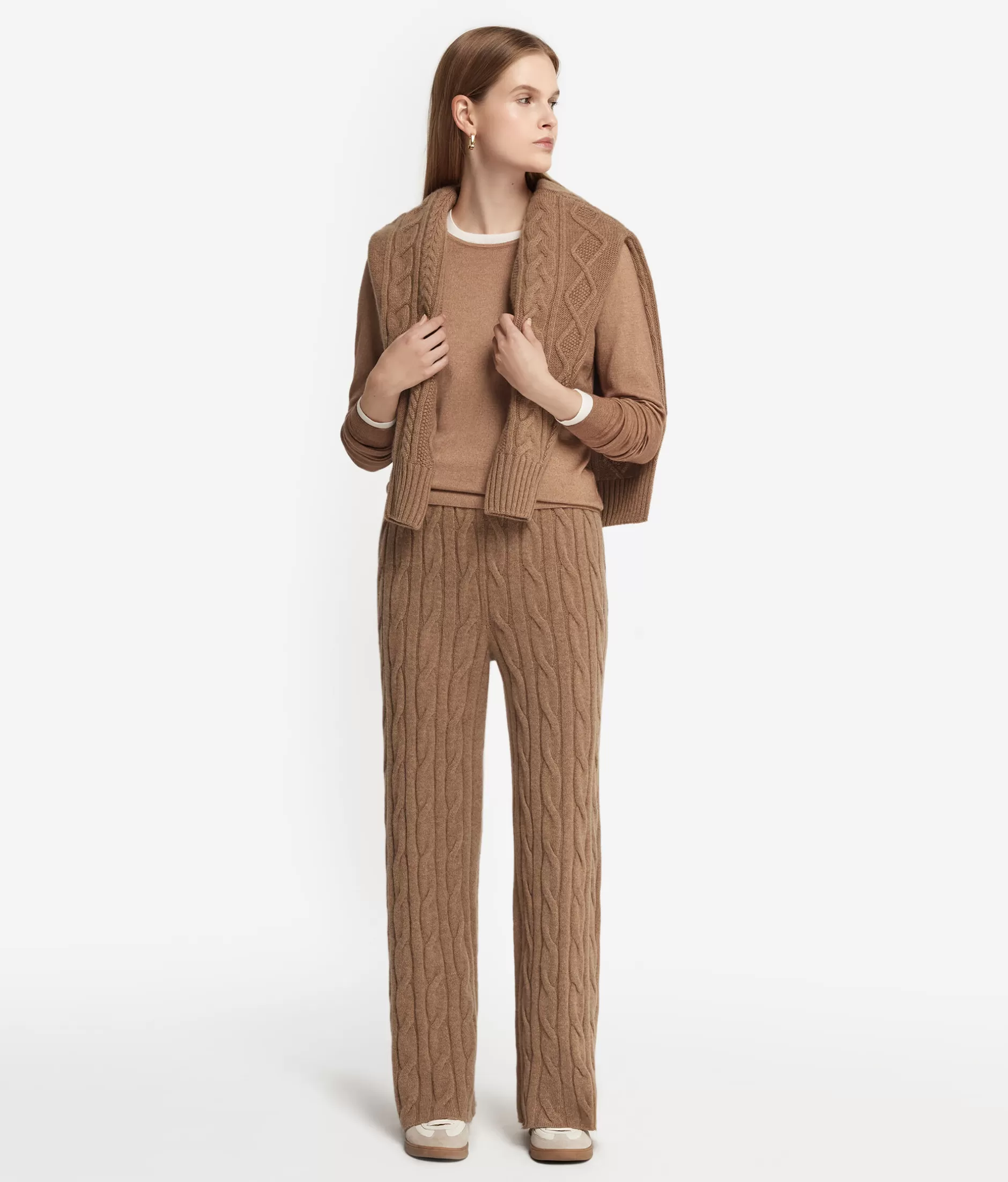 Fashion Falconeri Ultrasoft Cashmere Cable-knit Motif Pants natural -8685 - rum