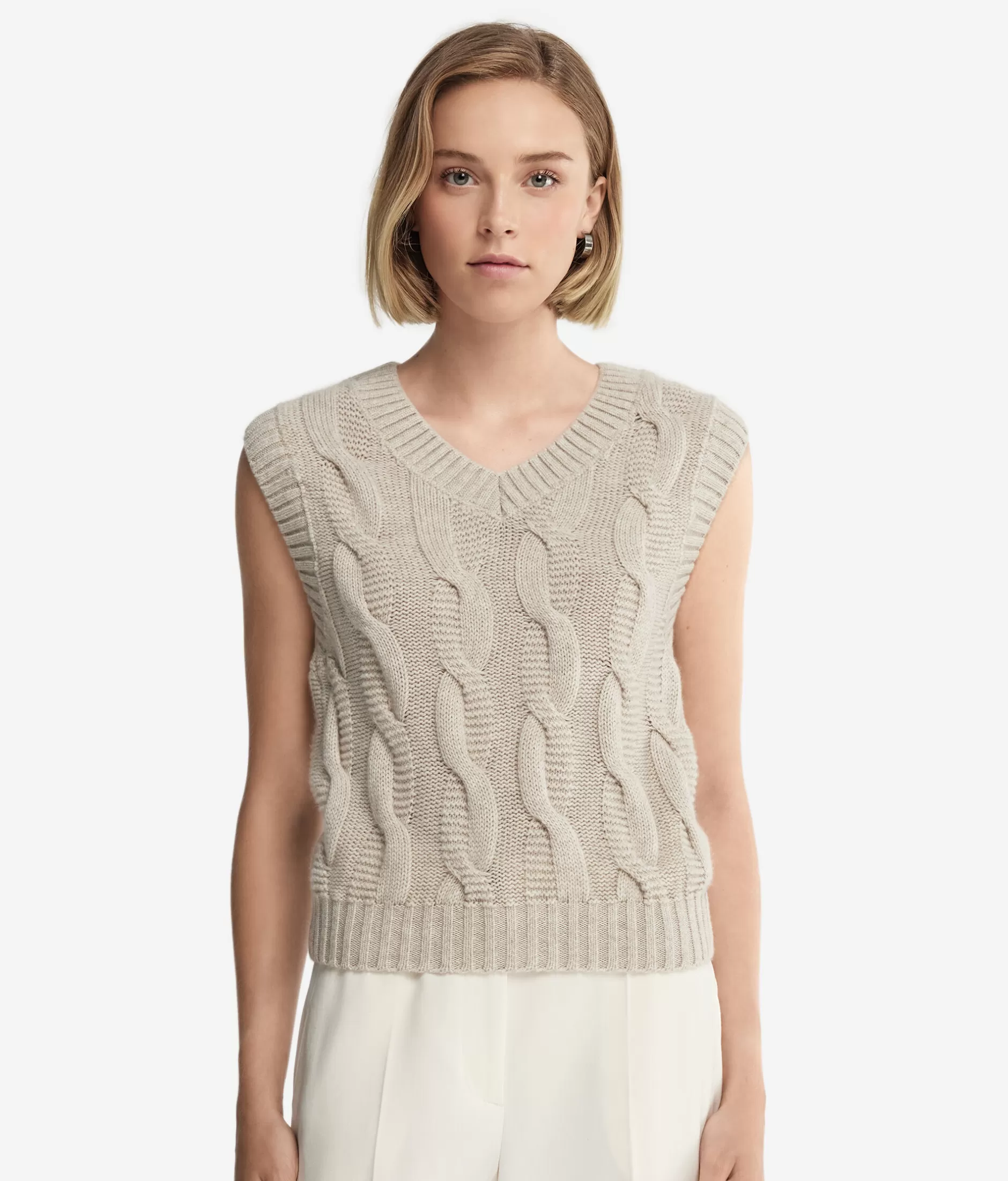 Sale Falconeri Ultrasoft Cashmere Cable-Knit Vest natural -8176 - stone