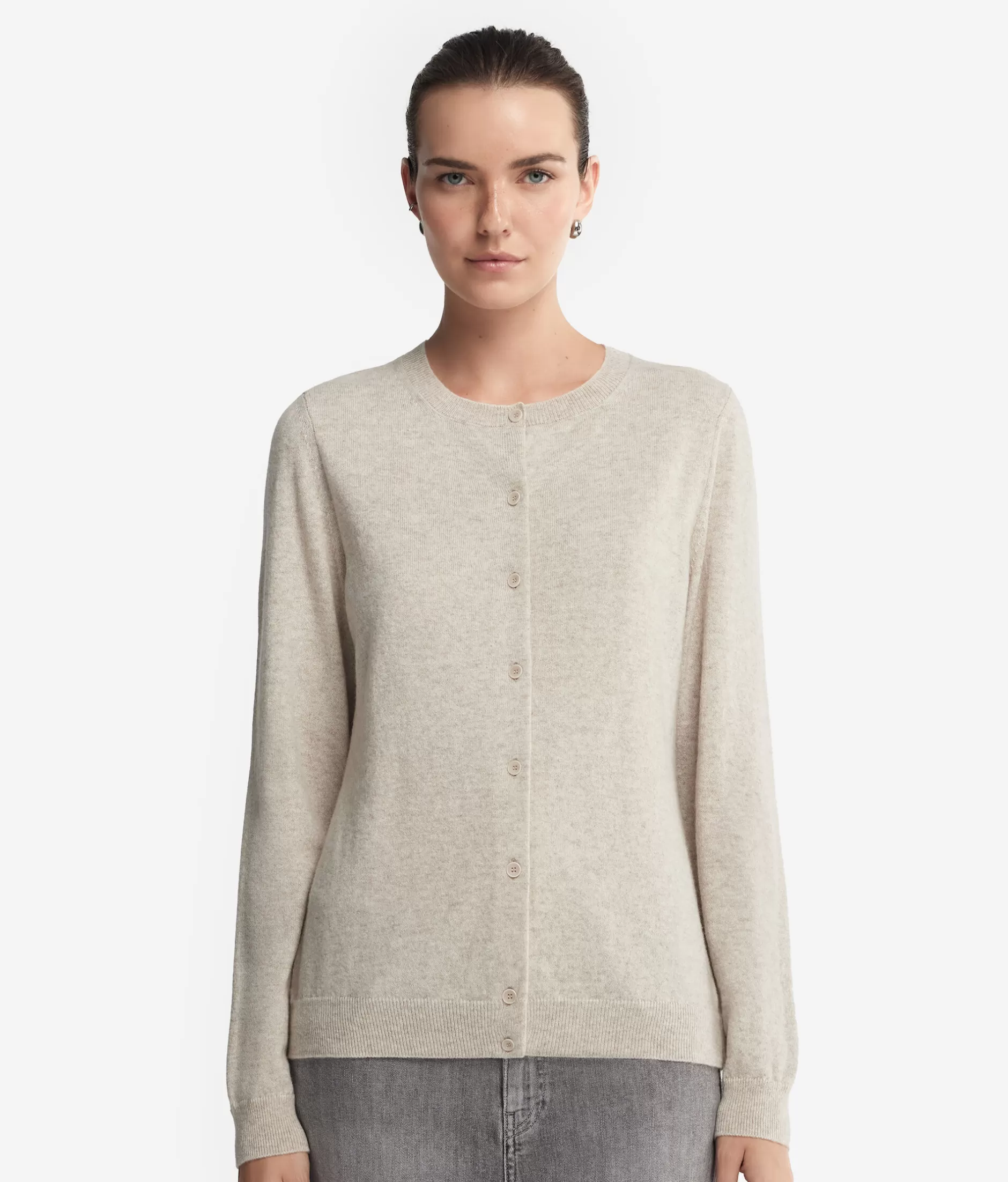 Best Falconeri Ultra-soft Cashmere Crewneck Cardigan natural -8176 - stone