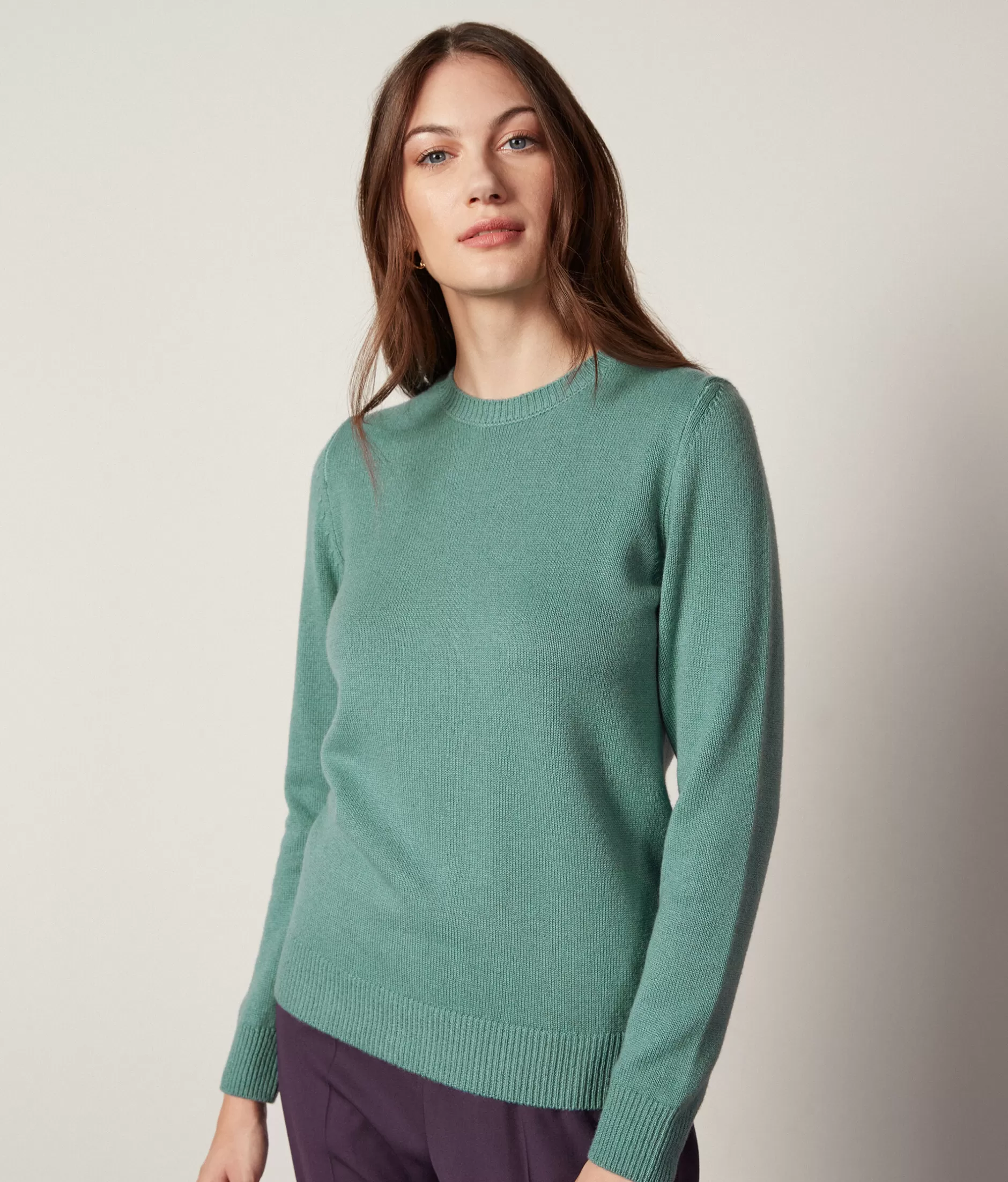 Discount Falconeri Ultrasoft Cashmere Crewneck Sweater green -8925 - garment-dyed dark aqua