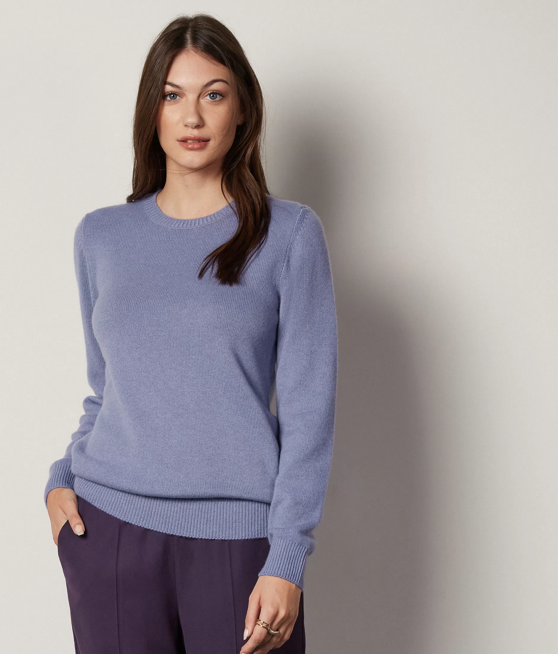 Cheap Falconeri Ultrasoft Cashmere Crewneck Sweater violet -8927 - garment-dyed lilac