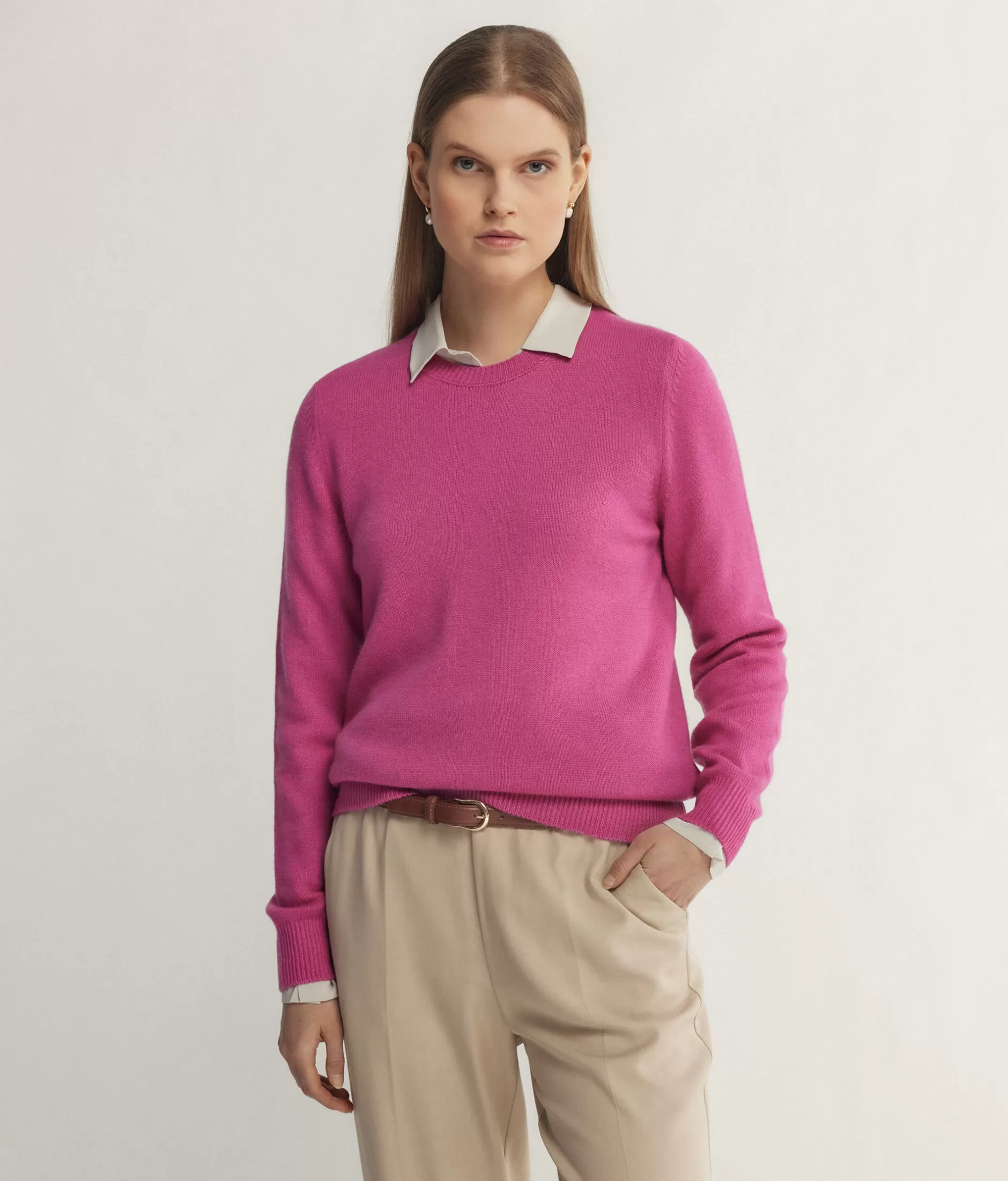 Flash Sale Falconeri Ultrasoft Cashmere Crewneck Sweater pink -8924 - garment-dyed rose delight