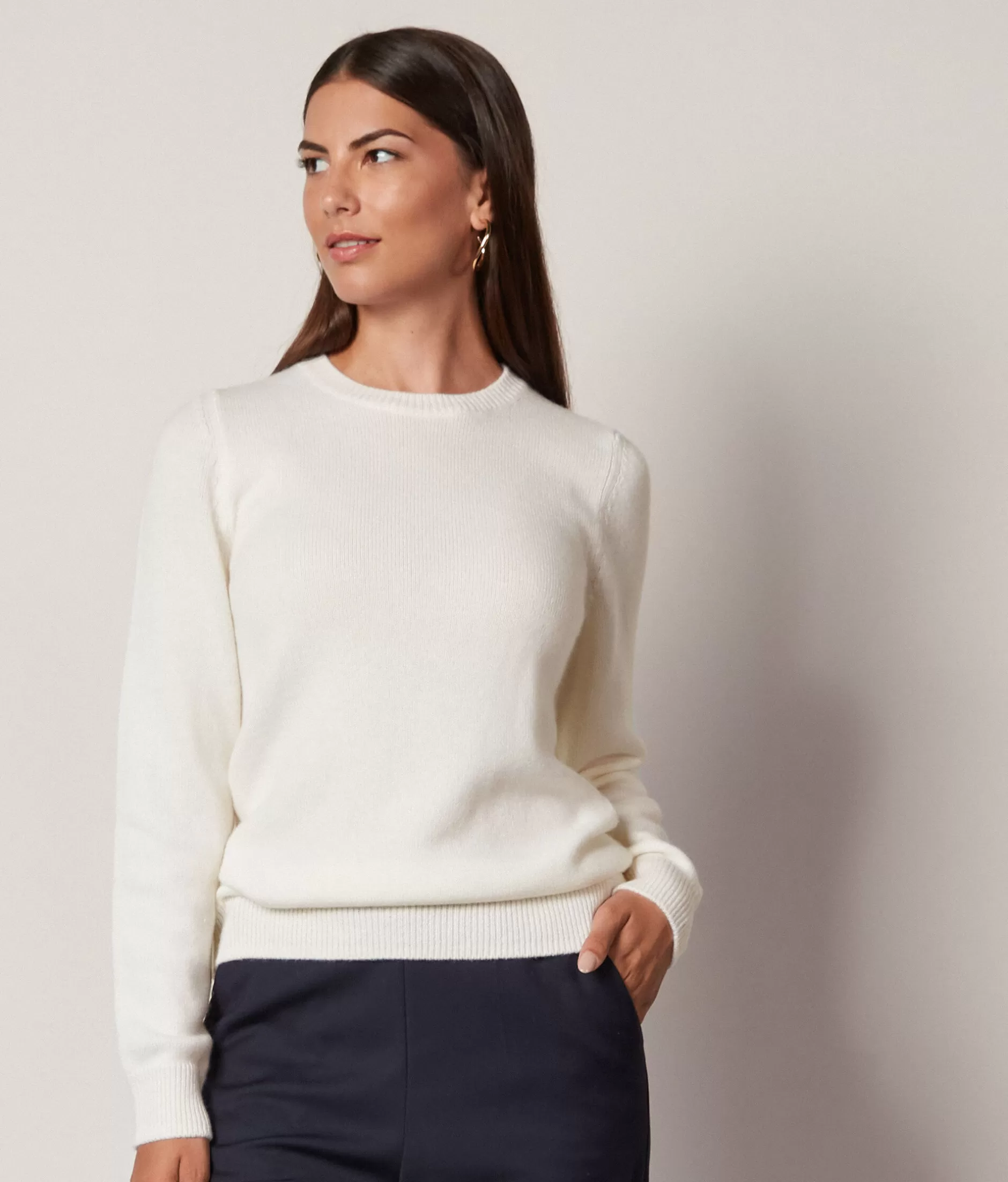 Discount Falconeri Ultrasoft Cashmere Crewneck Sweater white -8005 - bow