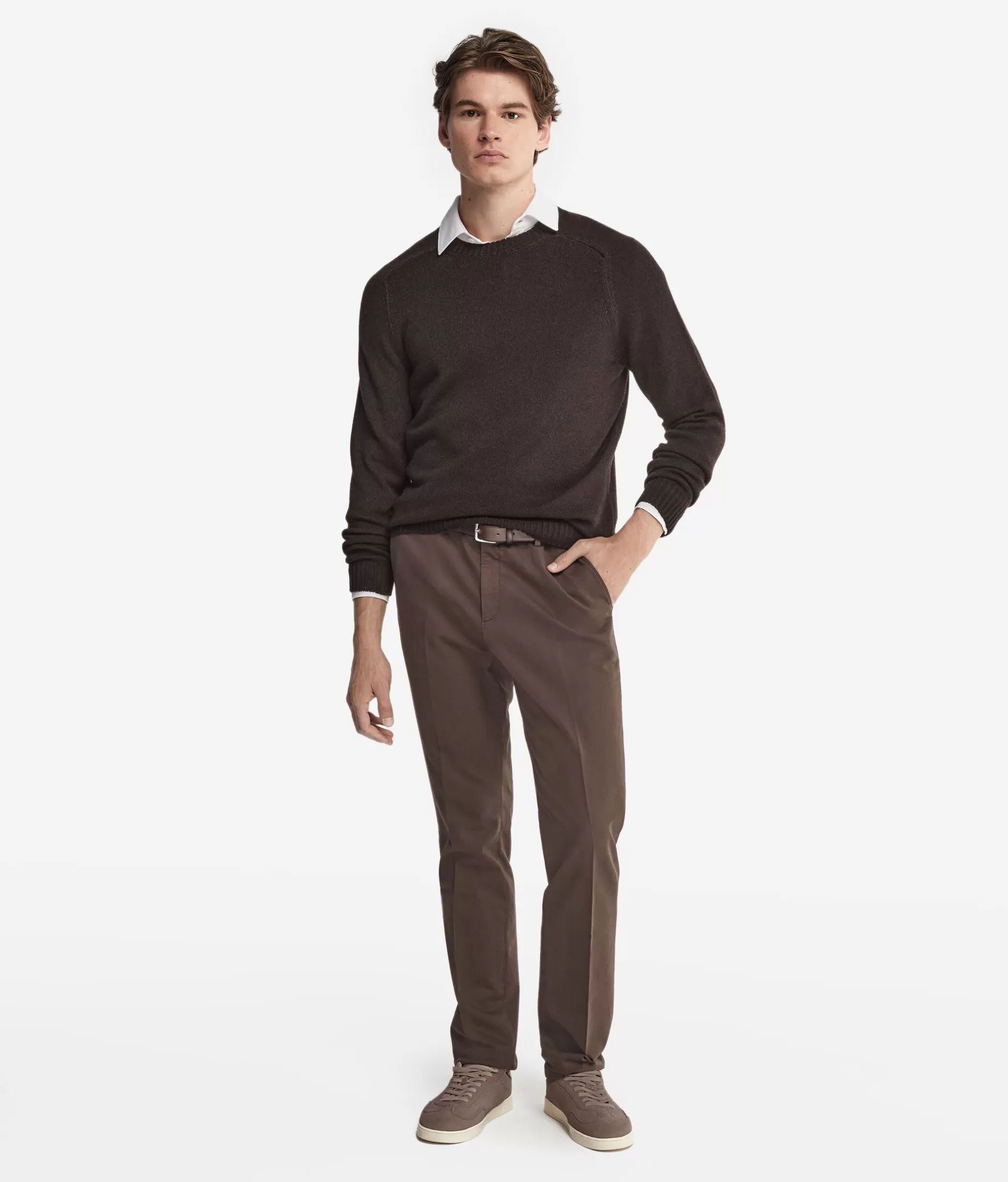 Sale Falconeri Ultrasoft Cashmere Crewneck Sweater brown -9064 - garment-dyed chocolate