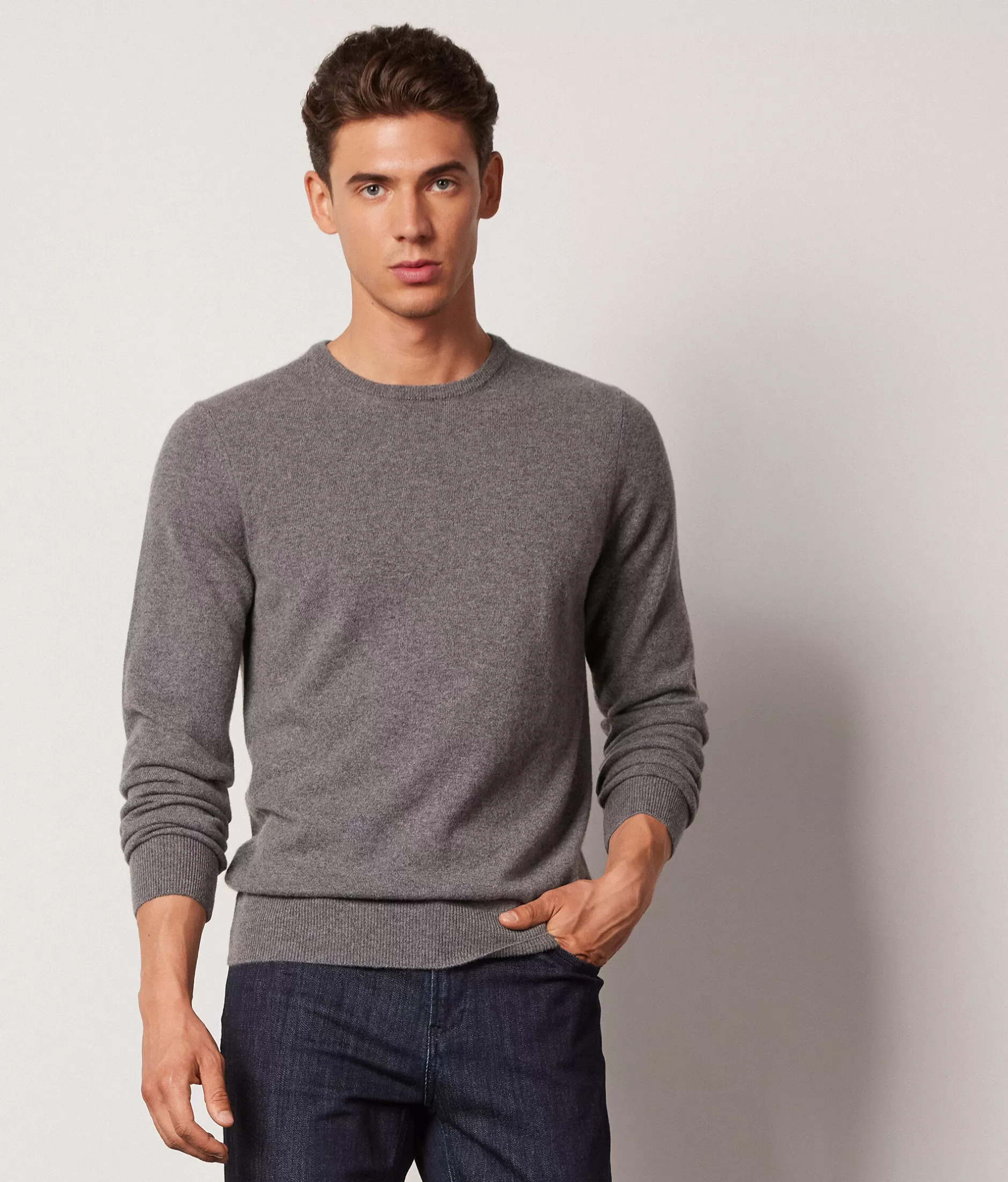 Best Sale Falconeri Ultrasoft Cashmere Crewneck Sweater grey -9108 - dark grey melange