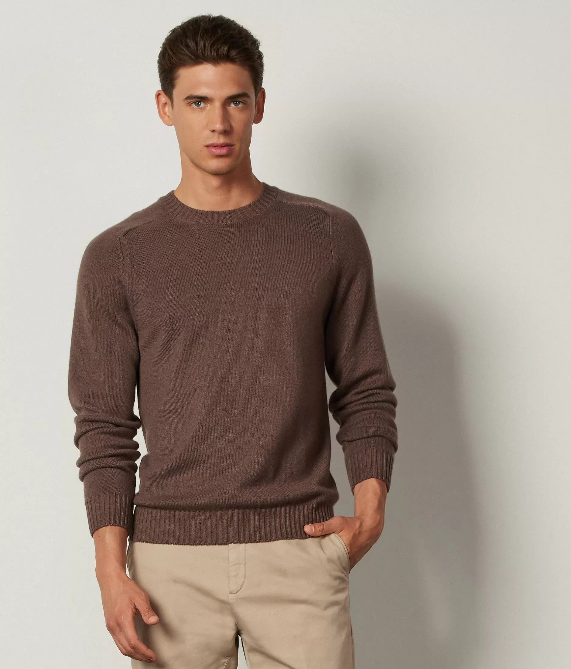 Outlet Falconeri Ultrasoft Cashmere Crewneck Sweater brown -8957 - garment-dyed cocoa