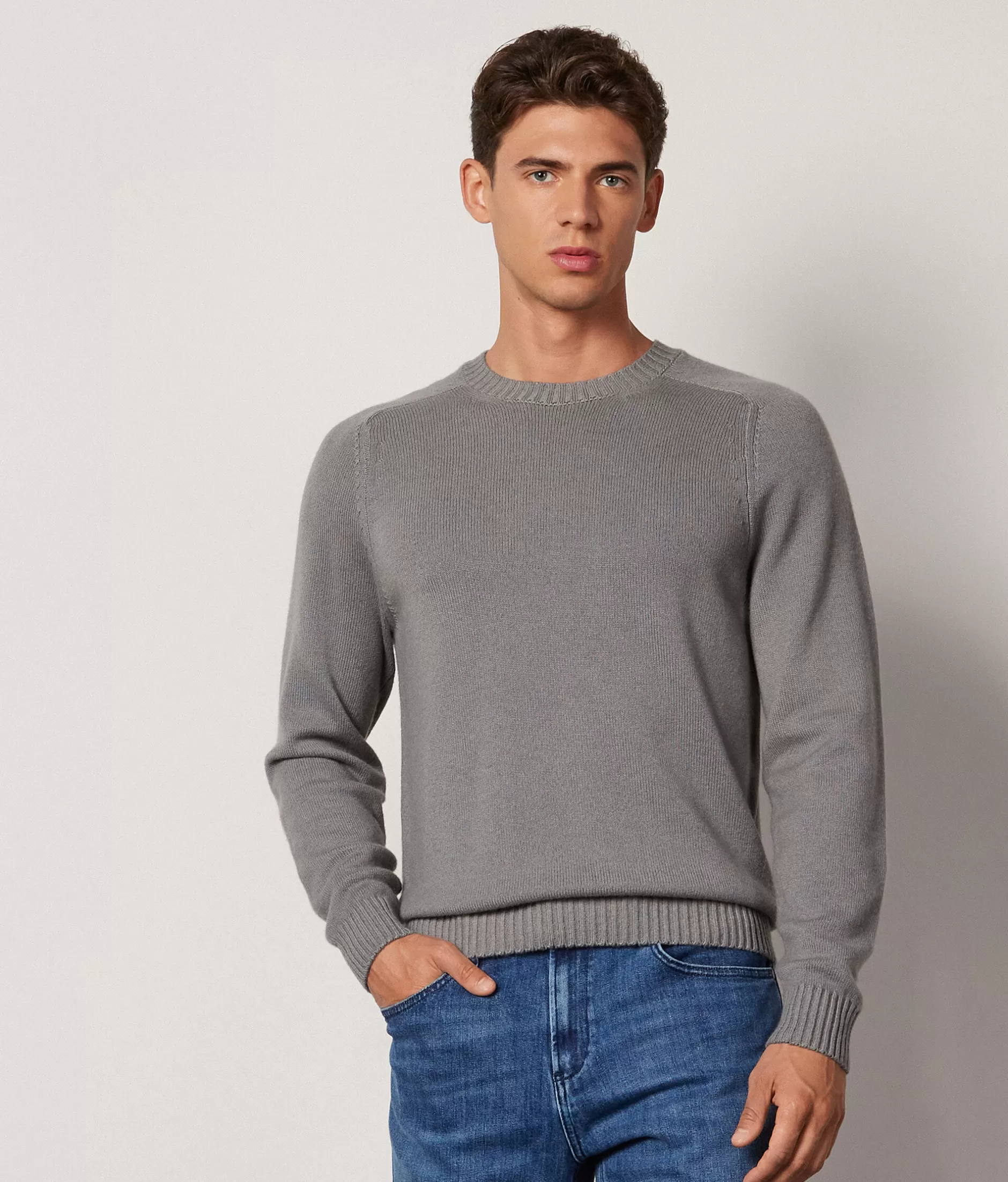 Discount Falconeri Ultrasoft Cashmere Crewneck Sweater grey -8828 - garment-dyed ash