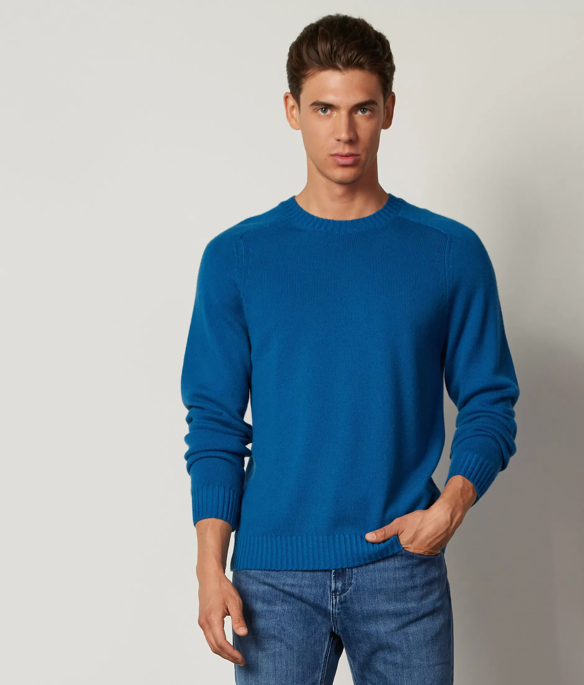 Outlet Falconeri Ultrasoft Cashmere Crewneck Sweater blue -8947 - garment-dyed gentian