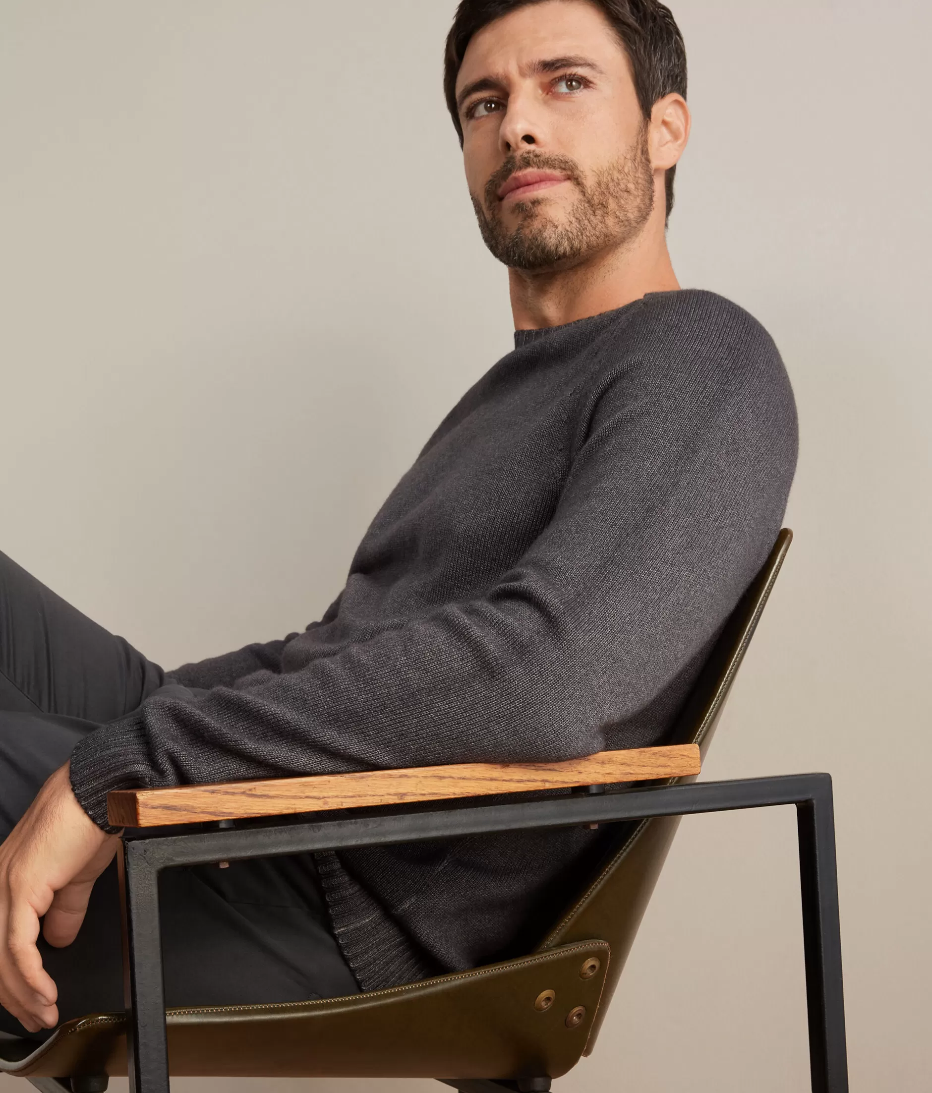 Hot Falconeri Ultrasoft Cashmere Crewneck Sweater dark grey -8714 - garment-dyed steel