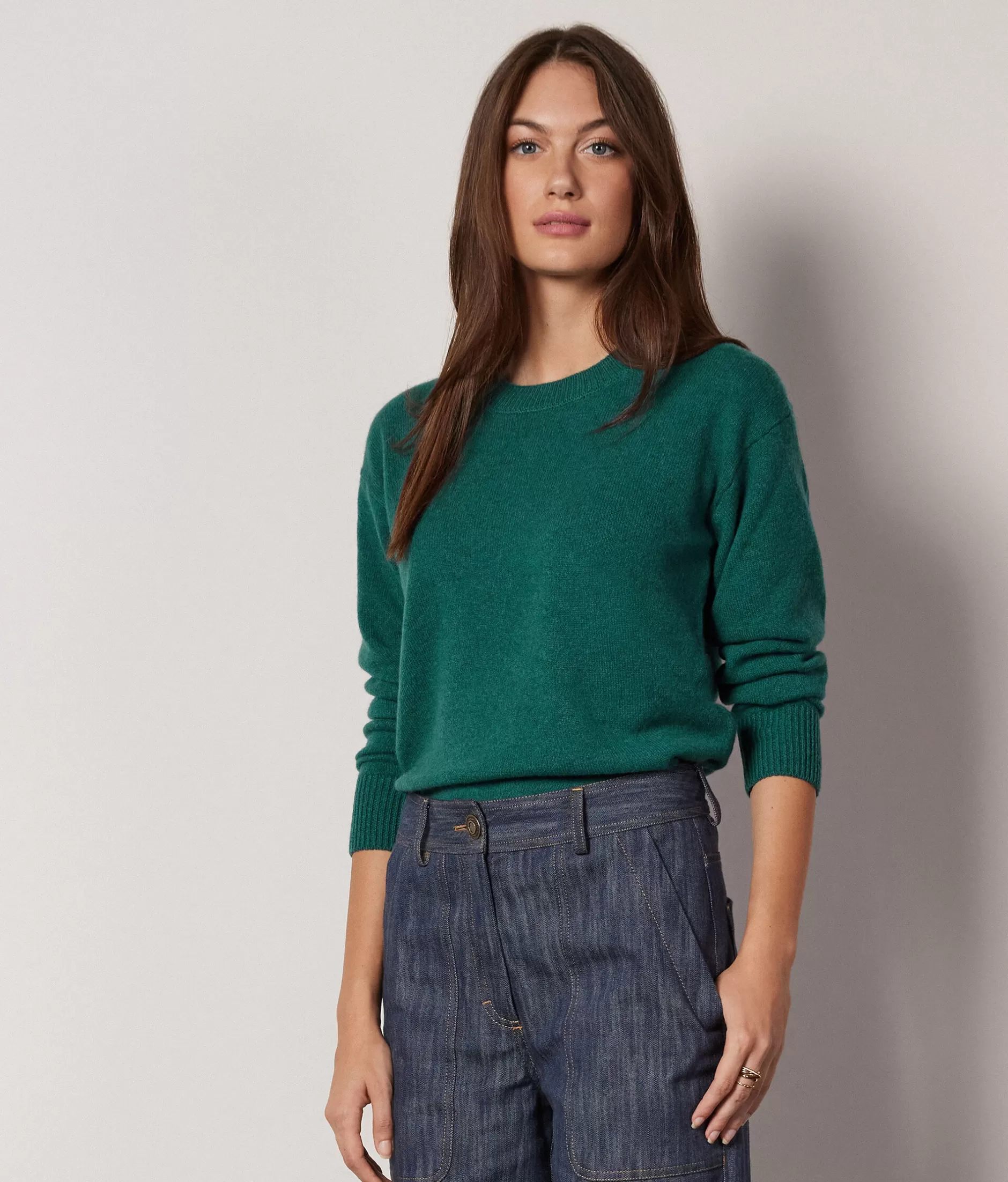 Best Falconeri Ultrasoft Cashmere Crewneck Sweater dark green -8916 - malachite