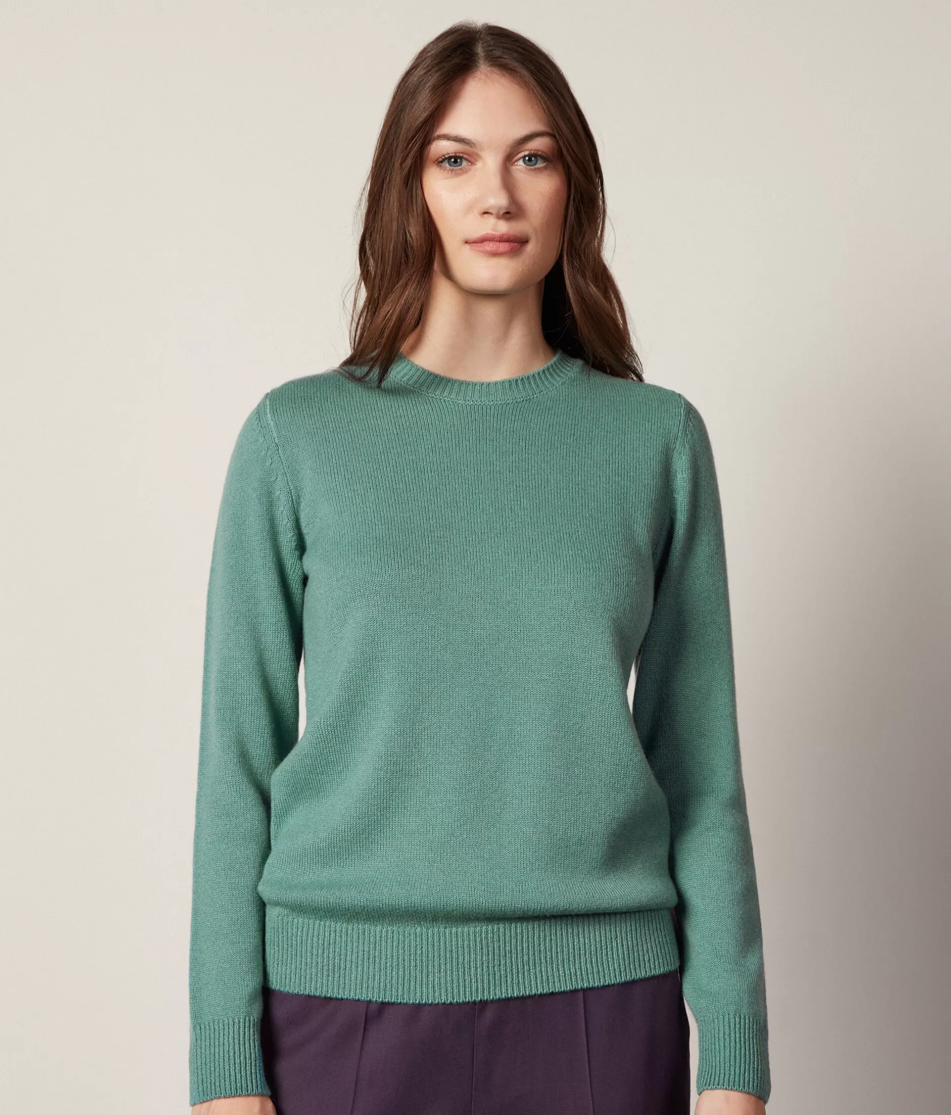 Discount Falconeri Ultrasoft Cashmere Crewneck Sweater green -8925 - garment-dyed dark aqua