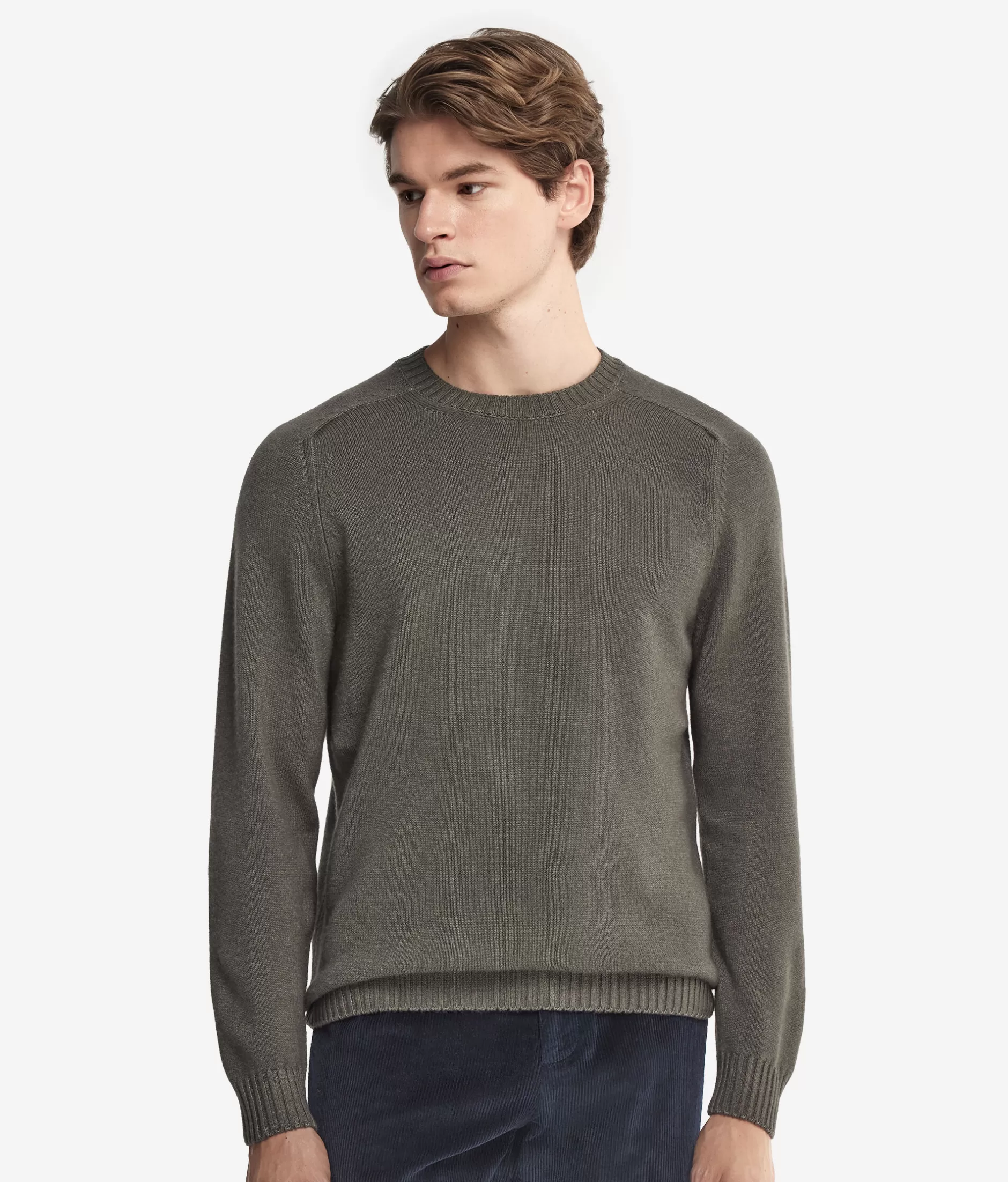 Cheap Falconeri Ultrasoft Cashmere Crewneck Sweater dark green -9065 - garment-dyed dark camo