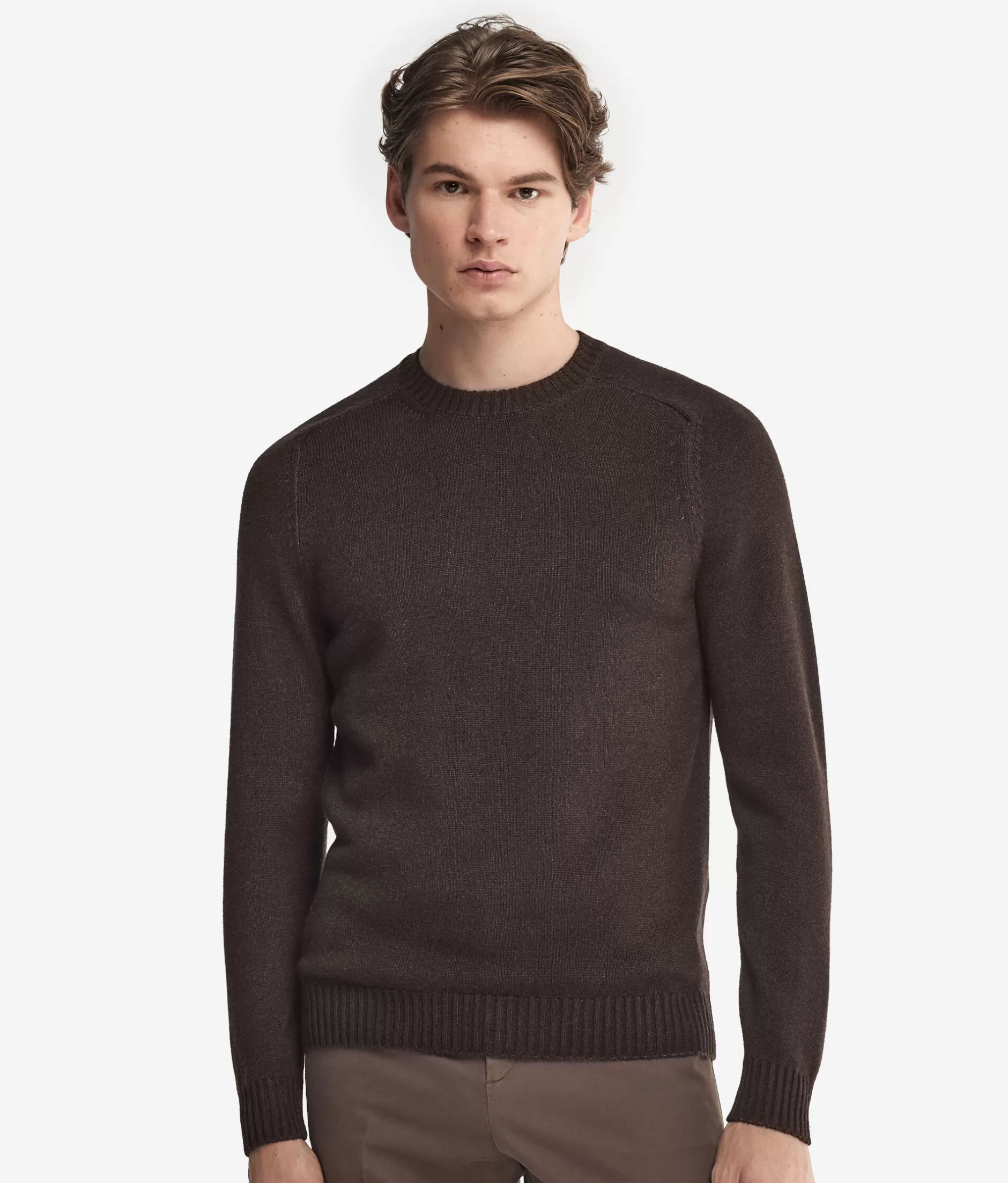 Sale Falconeri Ultrasoft Cashmere Crewneck Sweater brown -9064 - garment-dyed chocolate