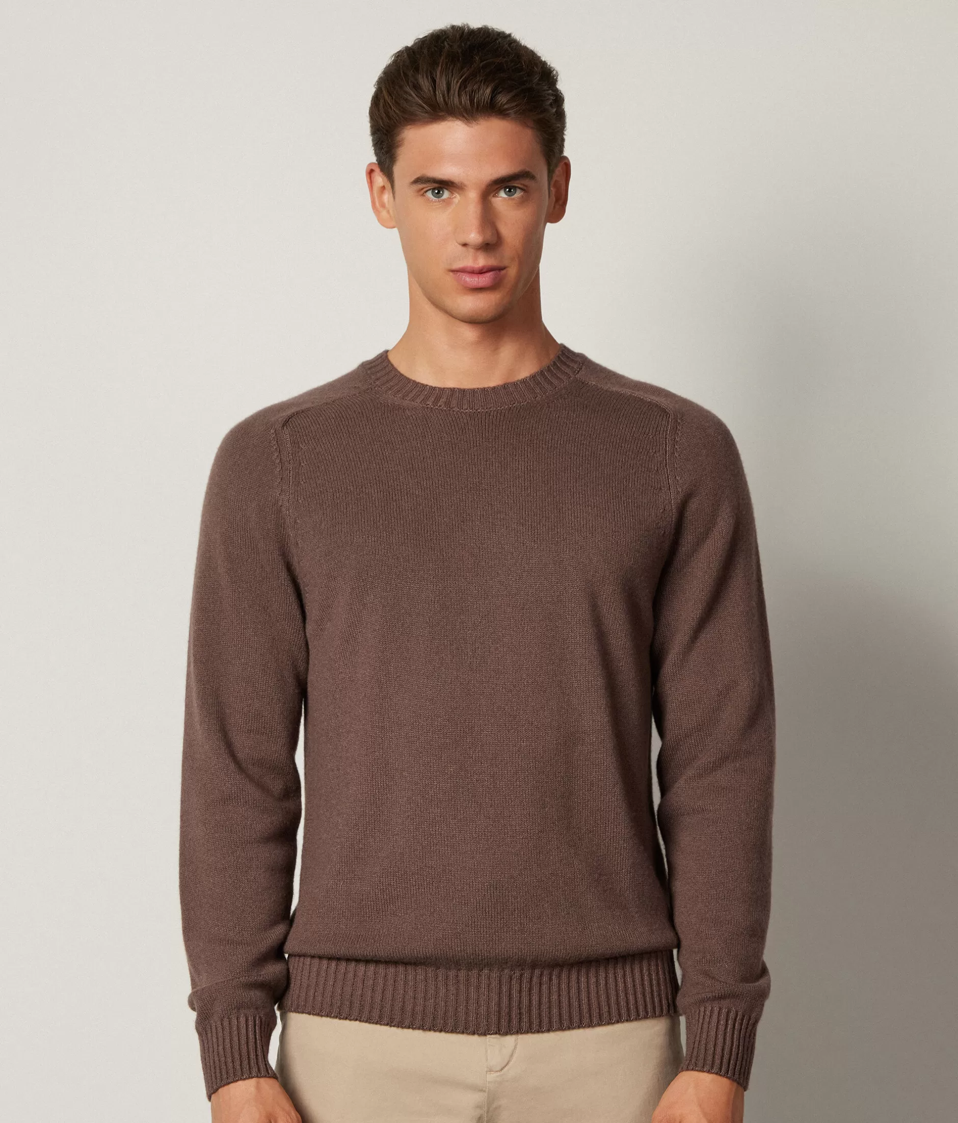 Outlet Falconeri Ultrasoft Cashmere Crewneck Sweater brown -8957 - garment-dyed cocoa