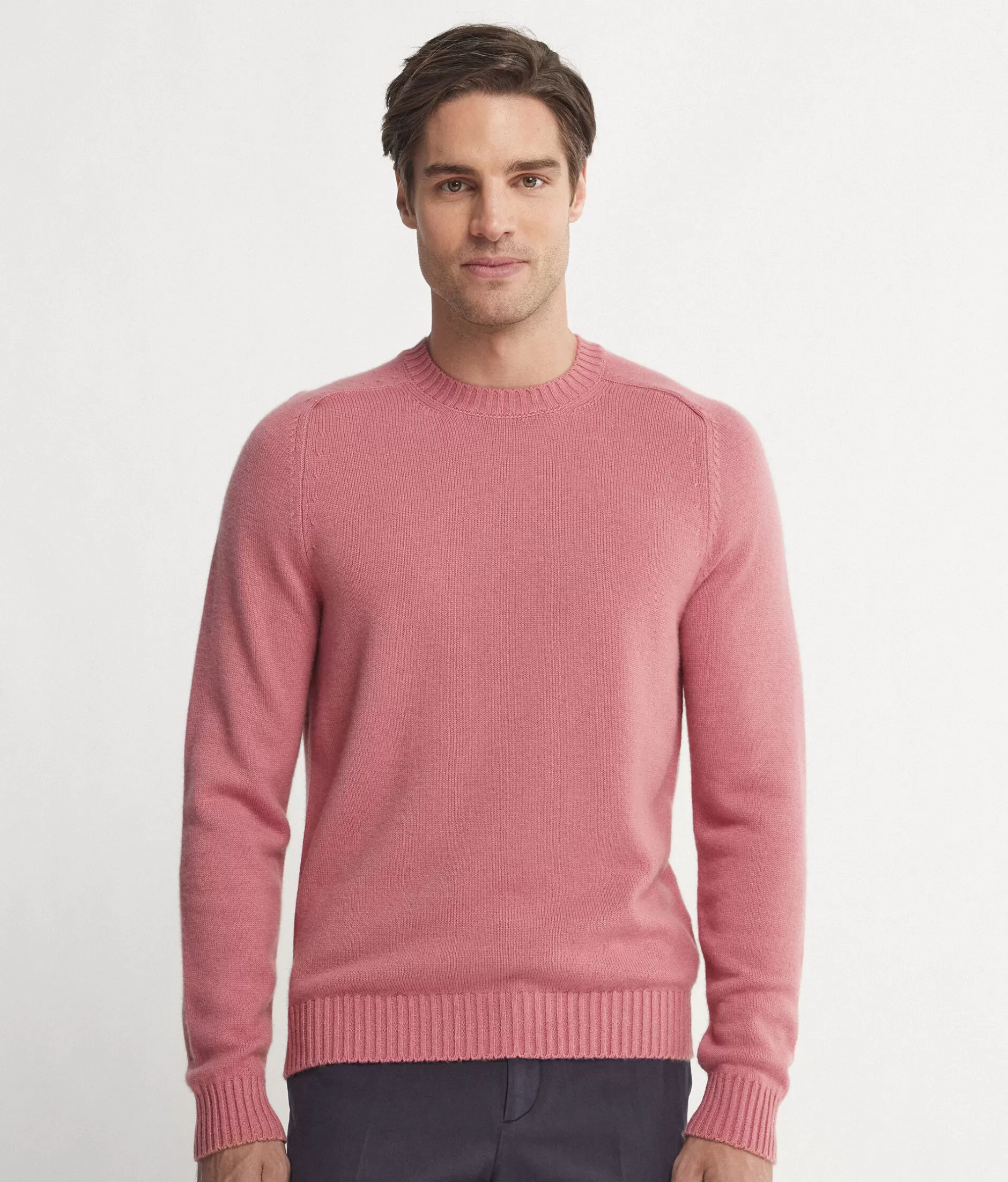 Shop Falconeri Ultrasoft Cashmere Crewneck Sweater pale pink -8952 - garment-dyed antique rose