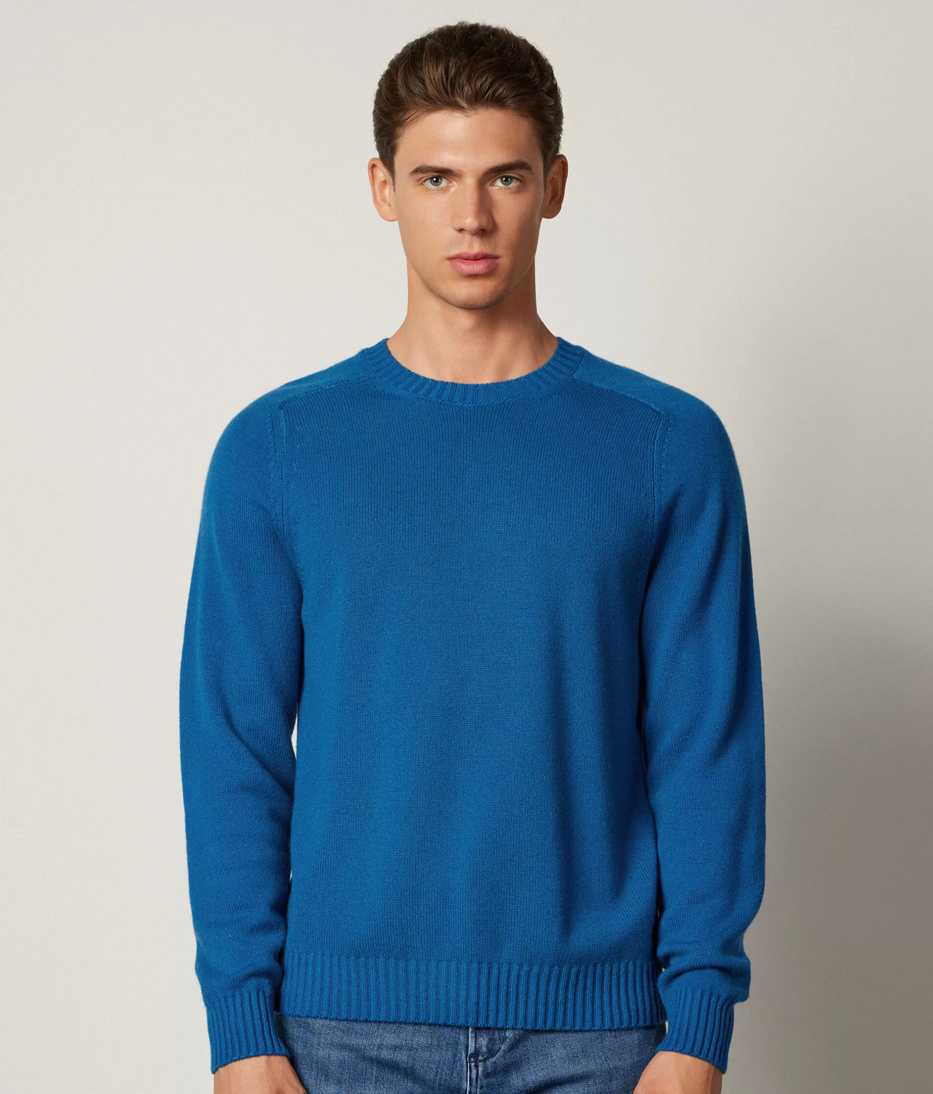 Outlet Falconeri Ultrasoft Cashmere Crewneck Sweater blue -8947 - garment-dyed gentian