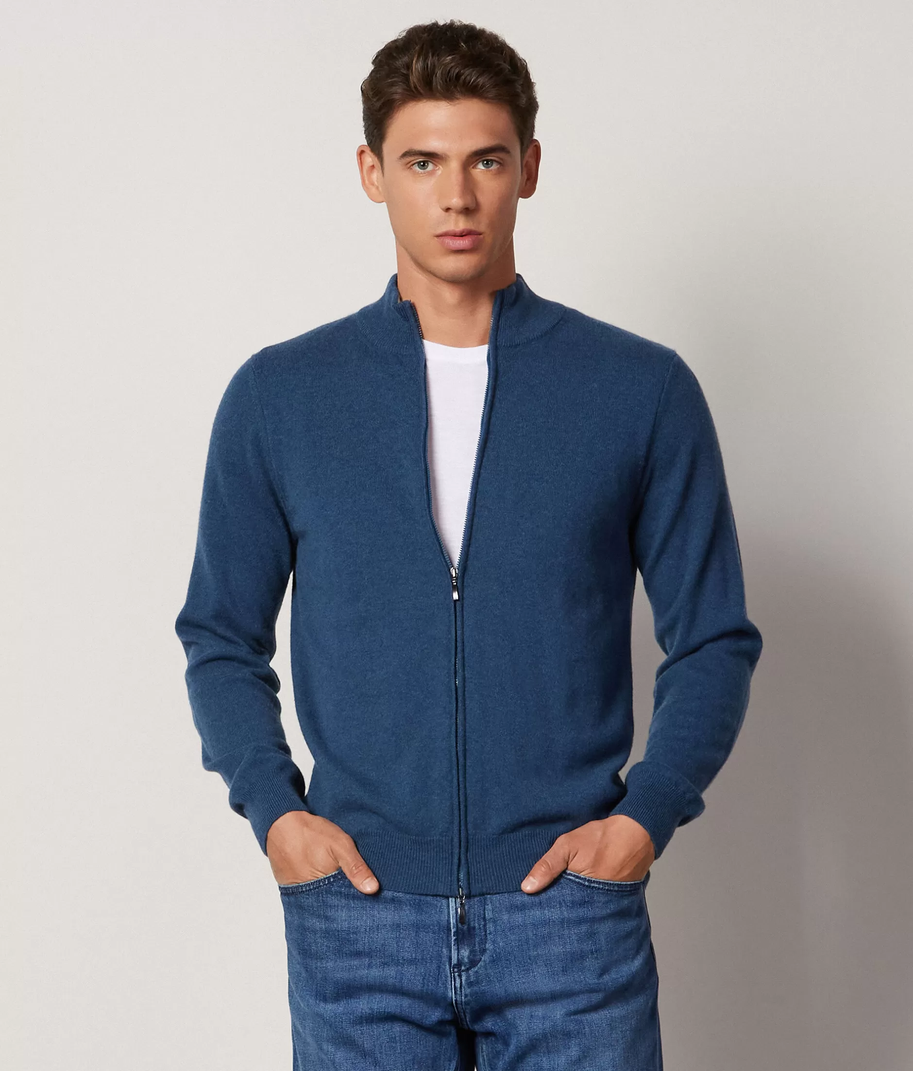 Clearance Falconeri Ultrasoft Cashmere Full-Zip Cardigan blue -8948 - blue cloud