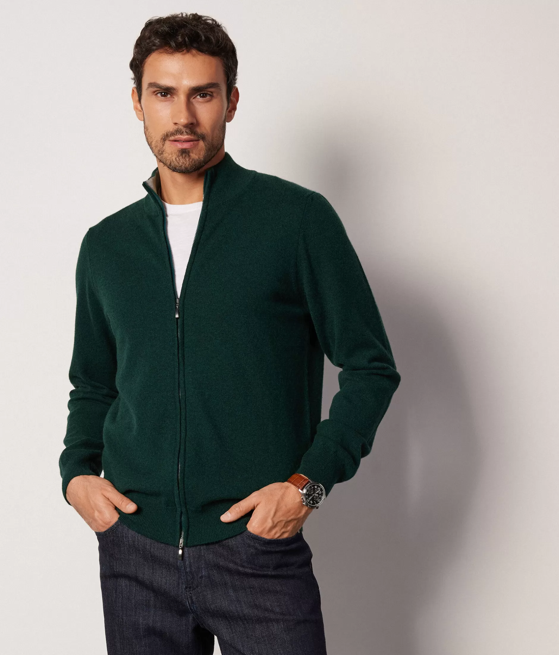 Hot Falconeri Ultrasoft Cashmere Full-Zip Cardigan green -8699 - verde bosco