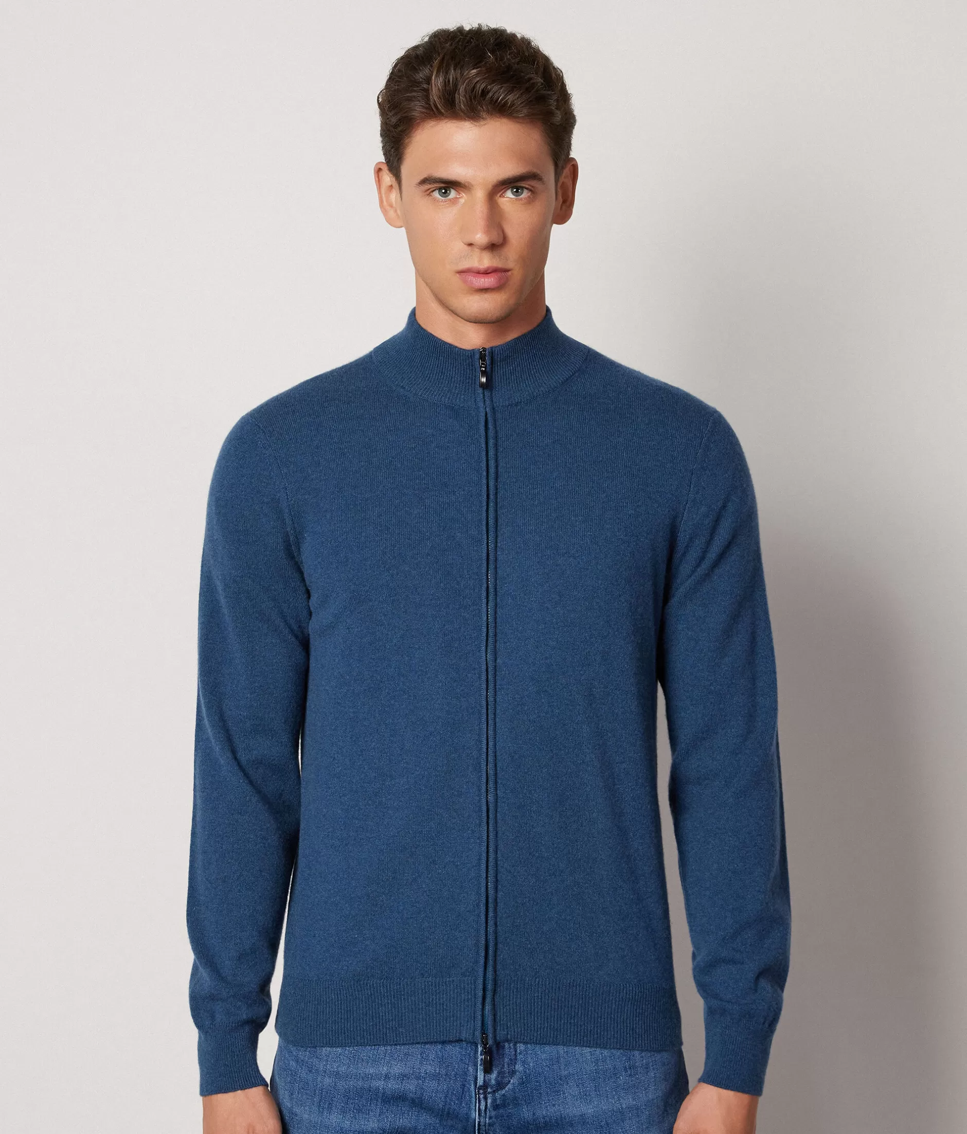 Clearance Falconeri Ultrasoft Cashmere Full-Zip Cardigan blue -8948 - blue cloud