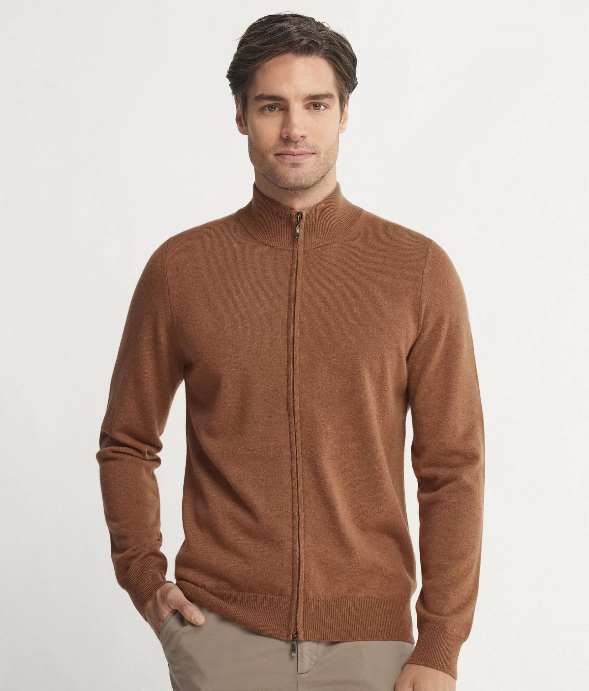 Best Falconeri Ultrasoft Cashmere Full-Zip Cardigan brown -8521 - camel