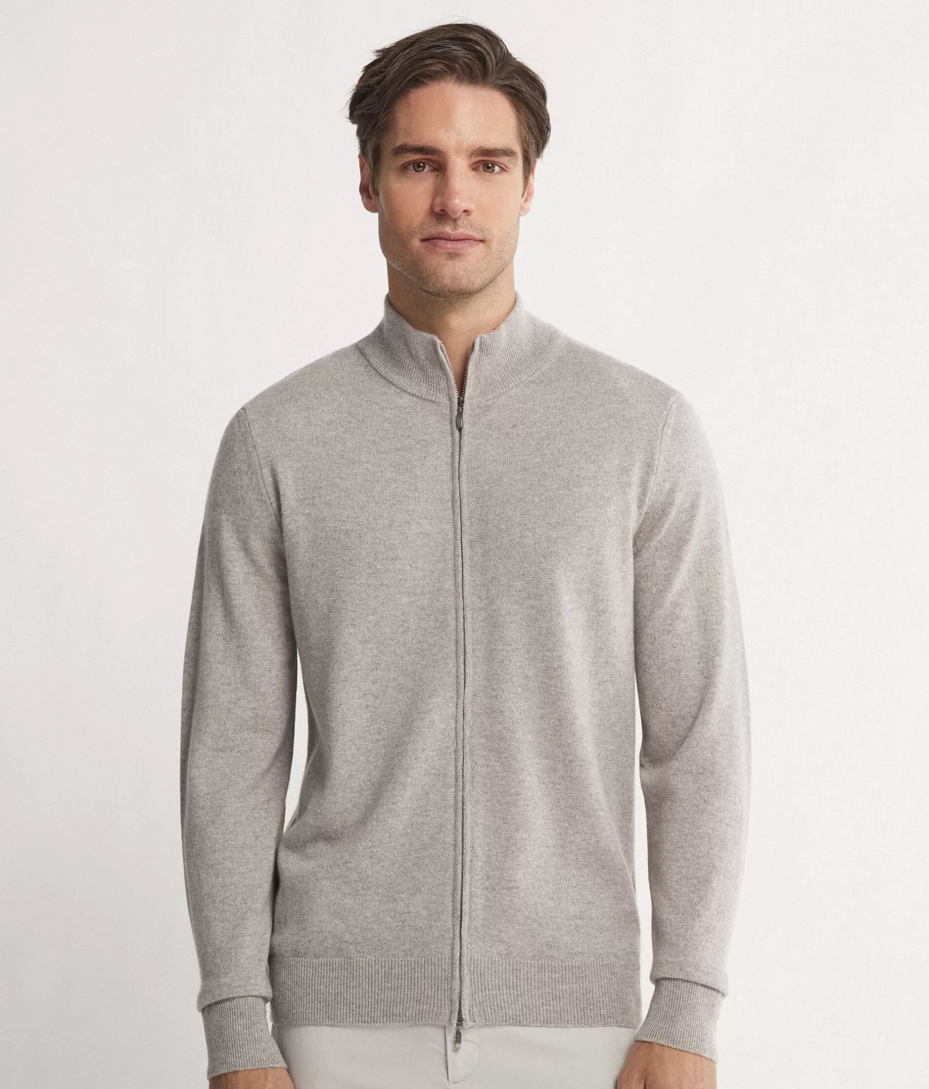 Best Falconeri Ultrasoft Cashmere Full-Zip Cardigan grey -8444 - ice melange