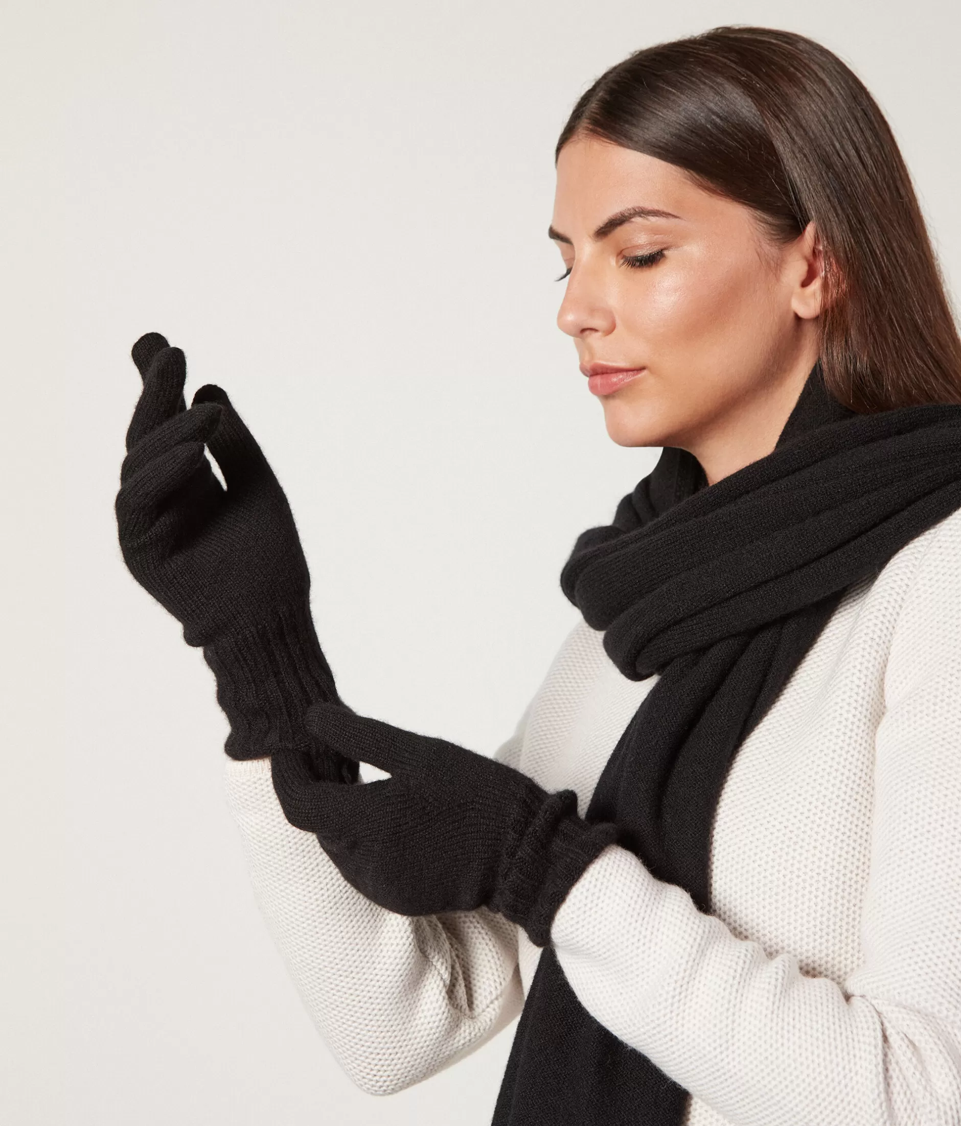 Clearance Falconeri Ultrasoft Cashmere Gloves black -9107 - black