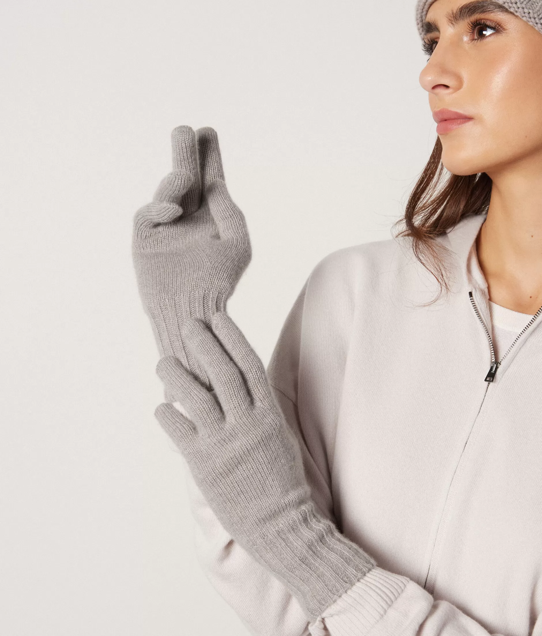 Outlet Falconeri Ultrasoft Cashmere Gloves grey -8139 - dust