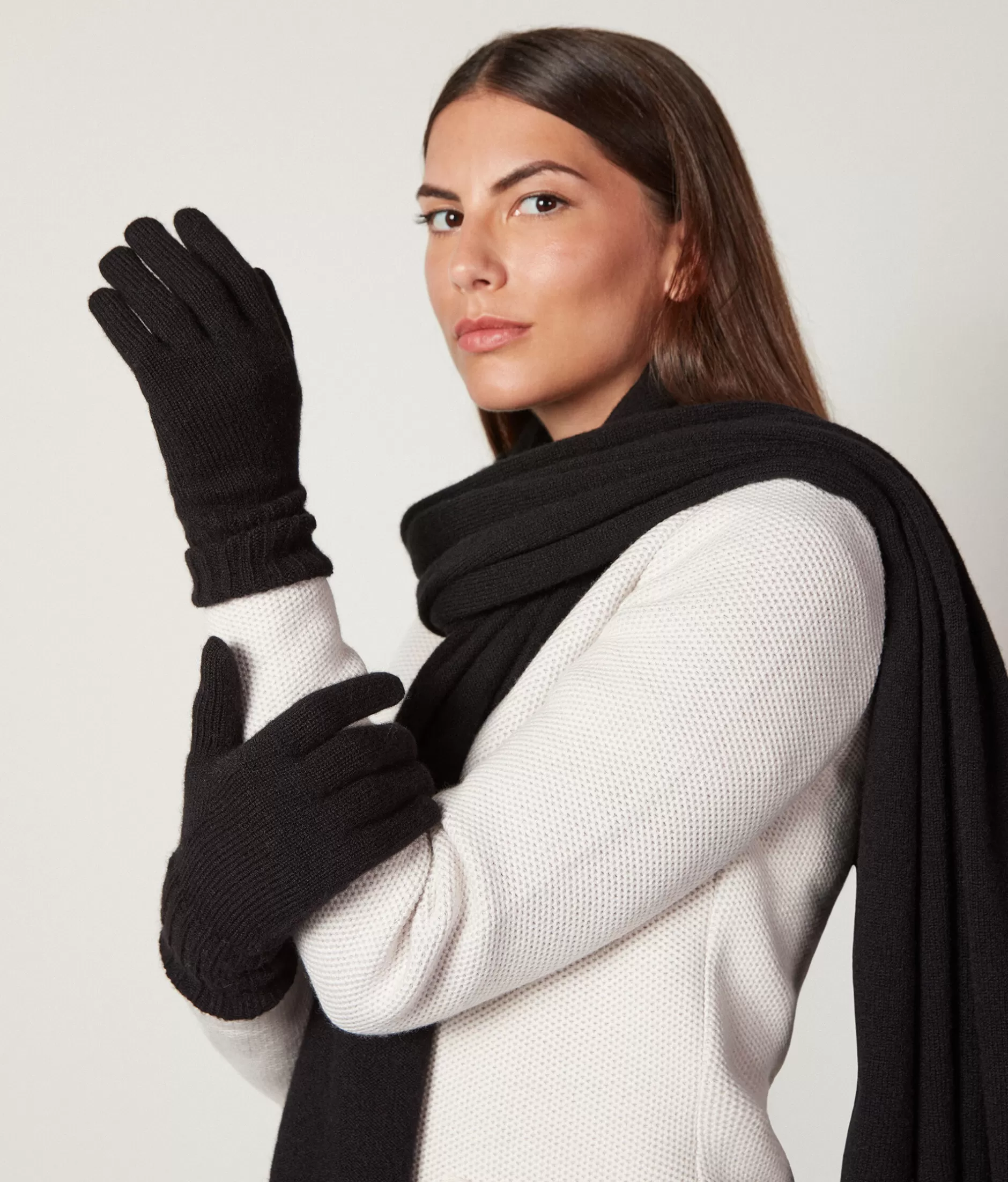 Clearance Falconeri Ultrasoft Cashmere Gloves black -9107 - black