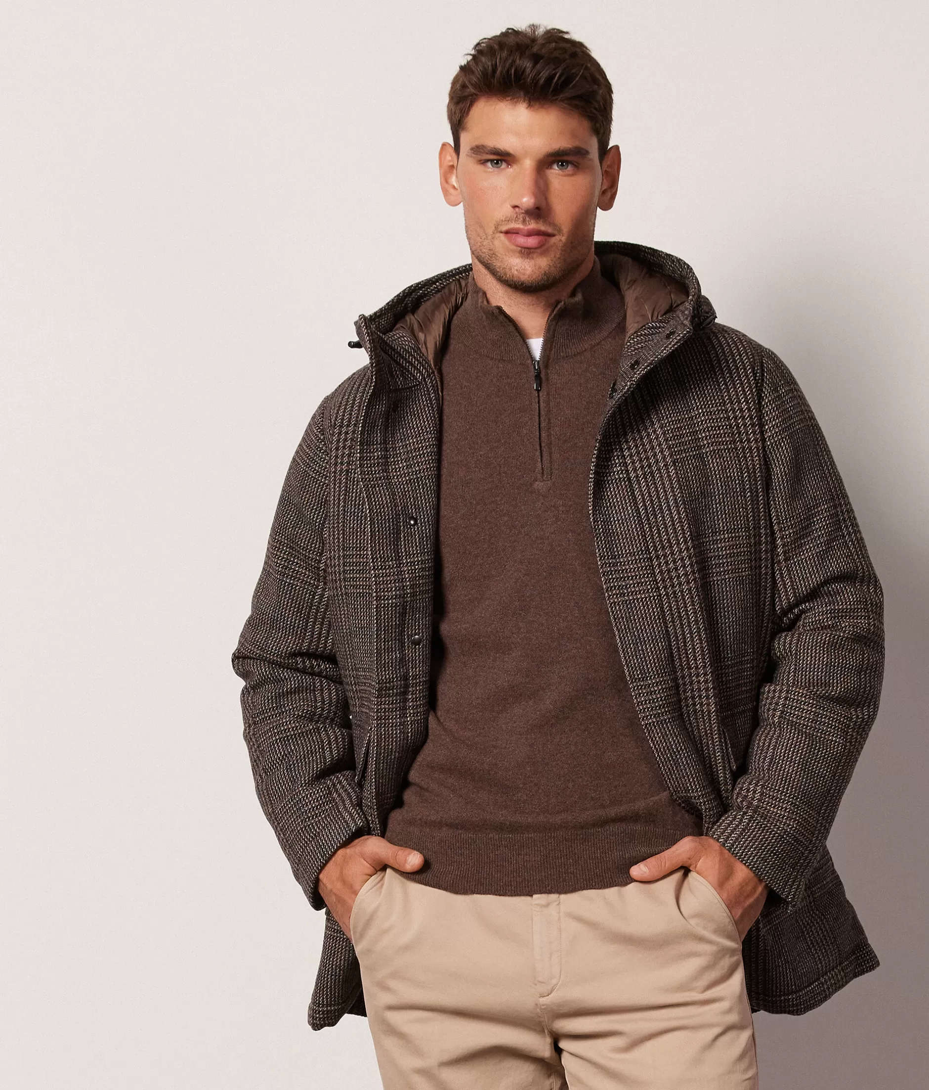 Best Falconeri Ultrasoft Cashmere High Collar, Half Zipper Sweater brown -8956 - cocoa brown