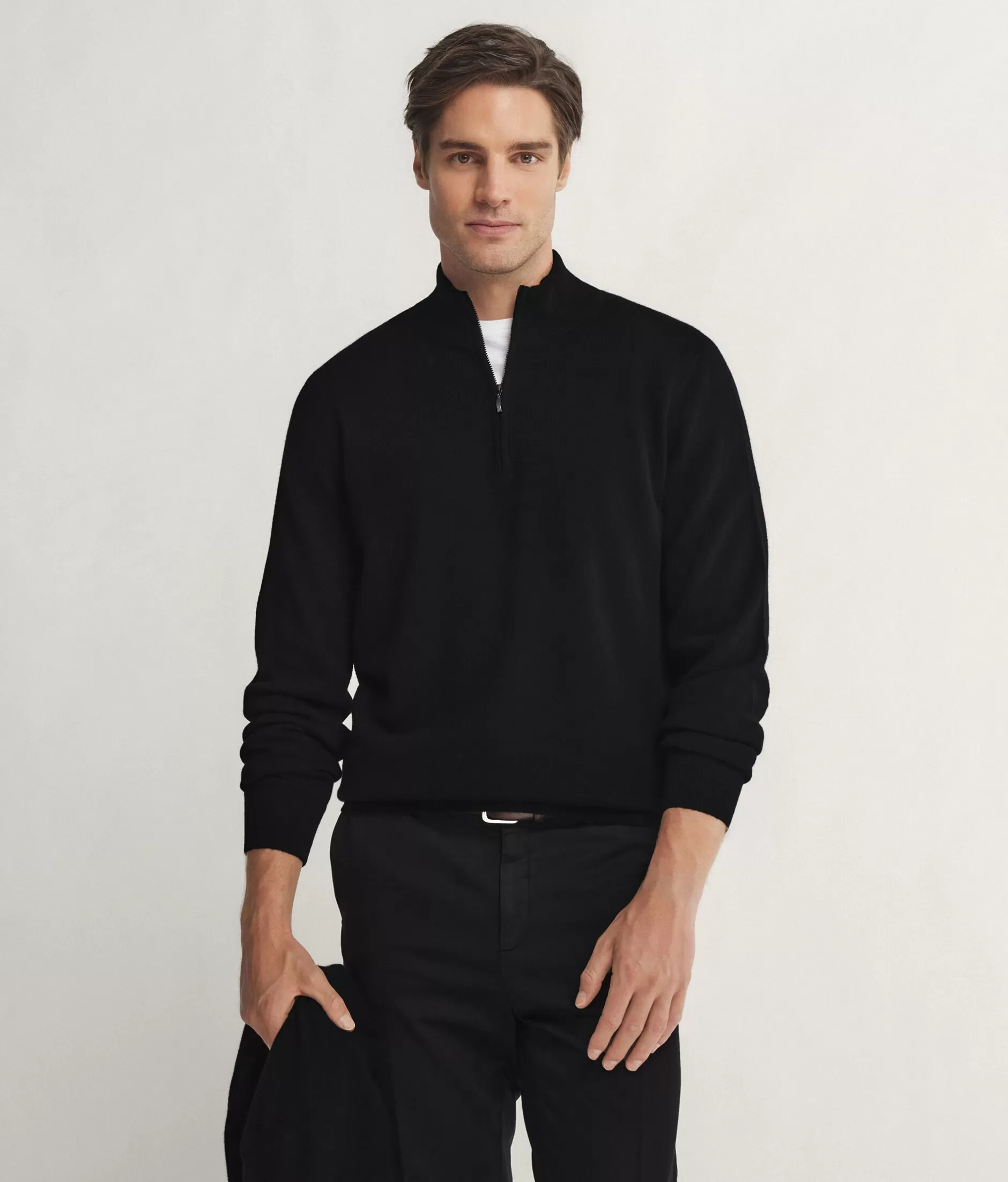 Sale Falconeri Ultrasoft Cashmere High Collar, Half Zipper Sweater black -9107 - black