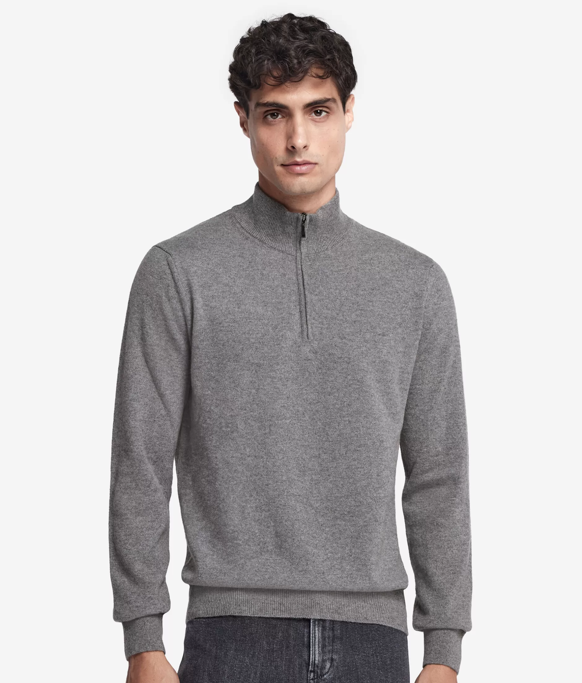 Sale Falconeri Ultrasoft Cashmere High Collar, Half Zipper Sweater grey -8027 - grey