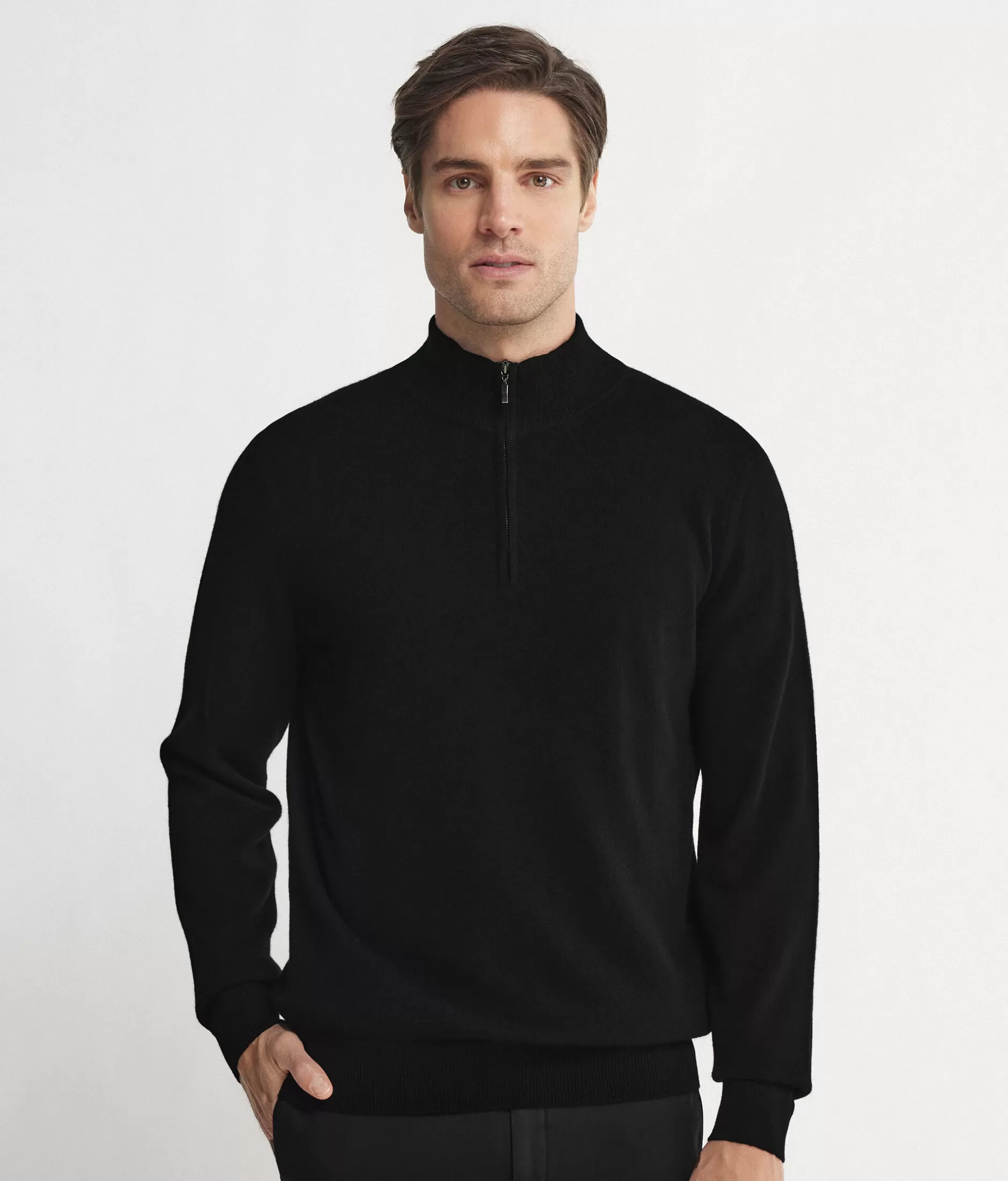 Sale Falconeri Ultrasoft Cashmere High Collar, Half Zipper Sweater black -9107 - black